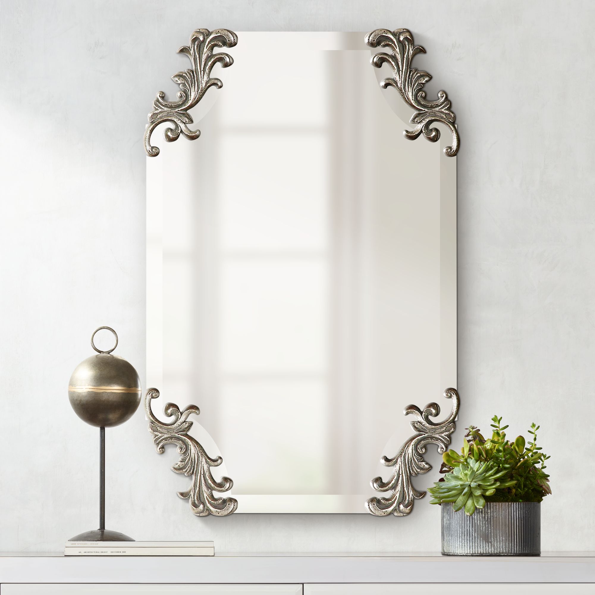Andretta Antiqued Silver 19 1/4" x 29 Wall Mirror