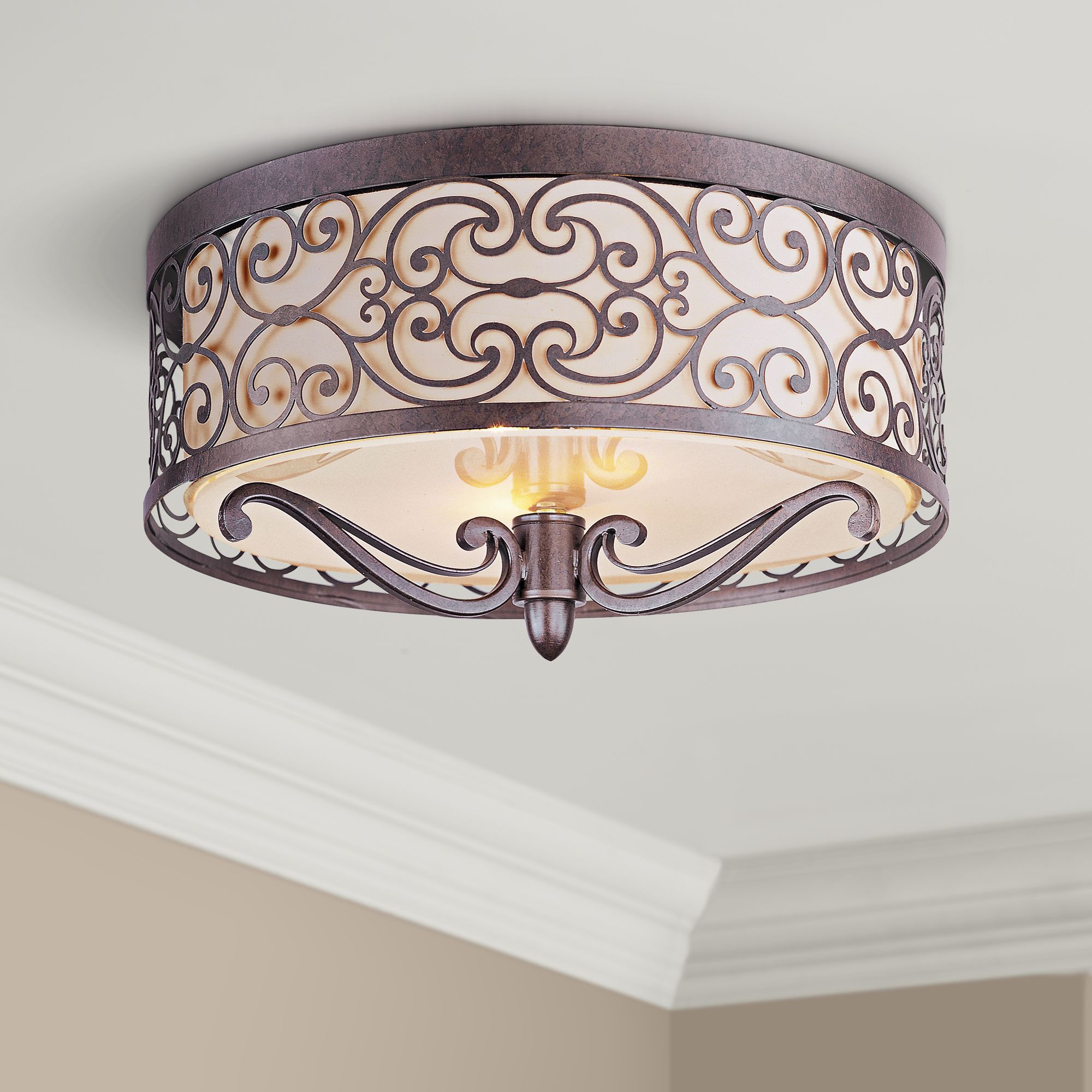 Mondrian Bronze Flushmount 2-Light Ceiling Fixture