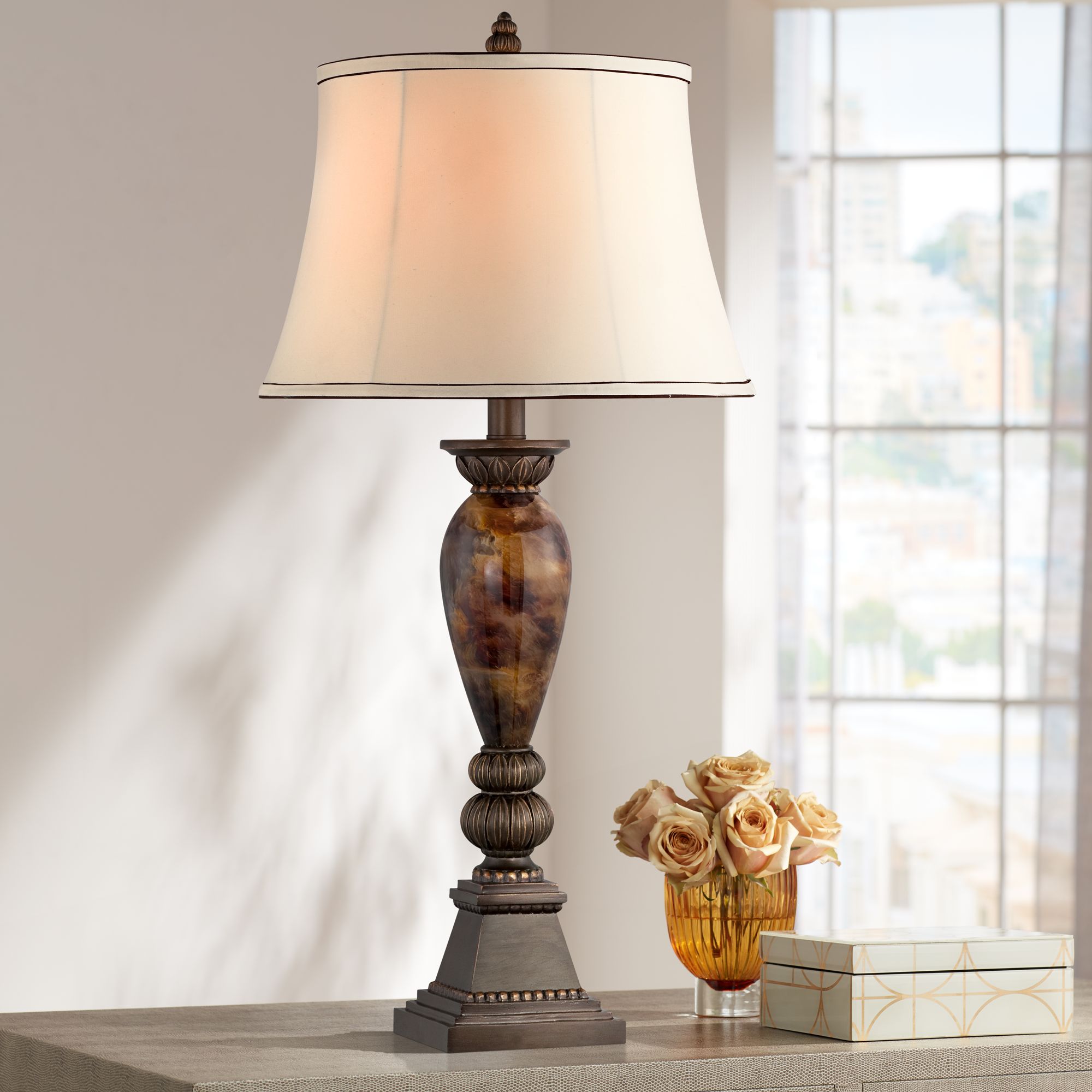 Kathy Ireland Home Mulholland 33" Marbleized Table Lamp T3772