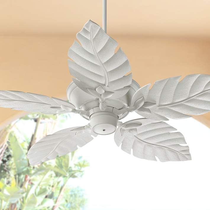 52 Quorum Monaco Studio White Patio, White Leaf Blade Ceiling Fan