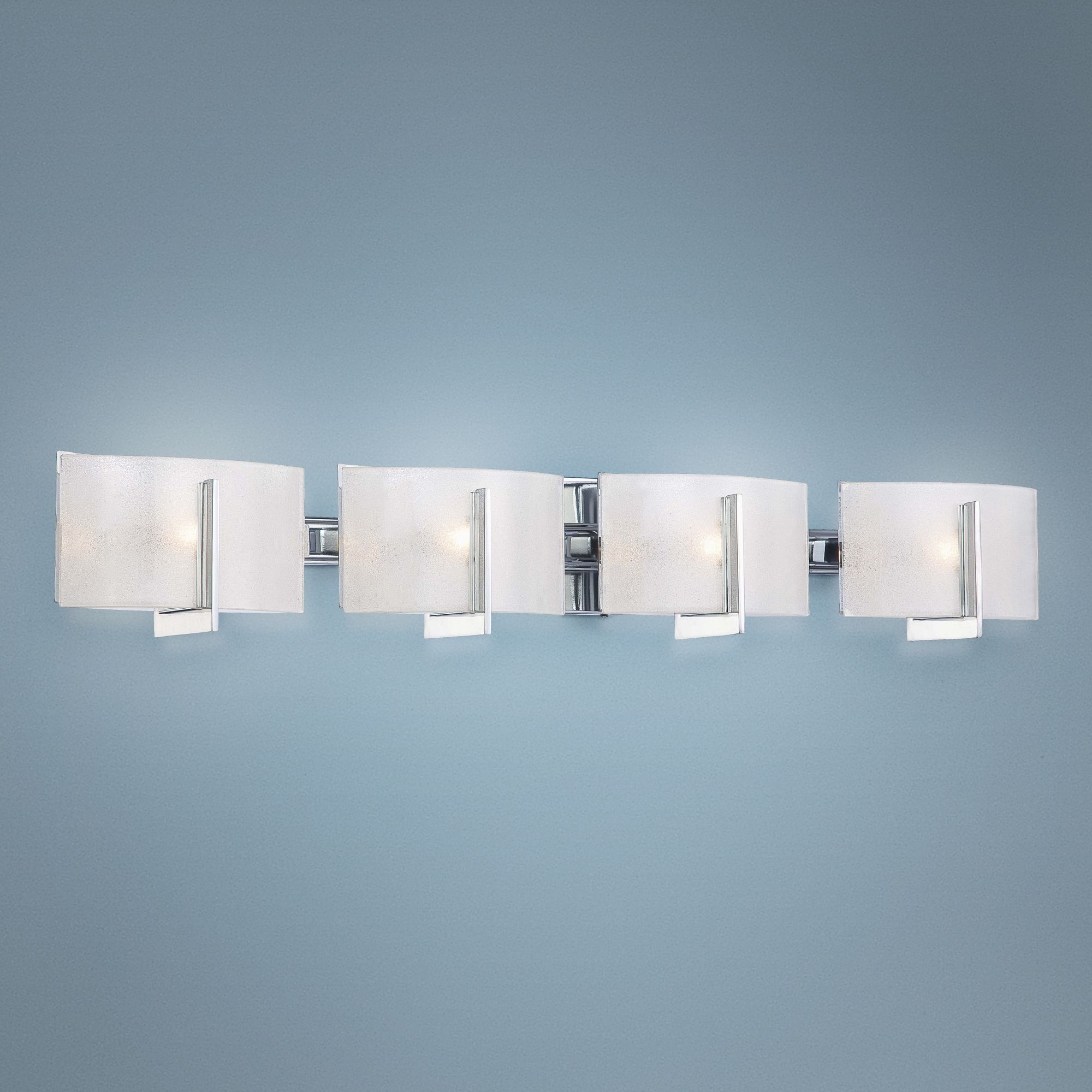 Clarte 37"W Chrome and White Iris Glass 4-Light Bath Light