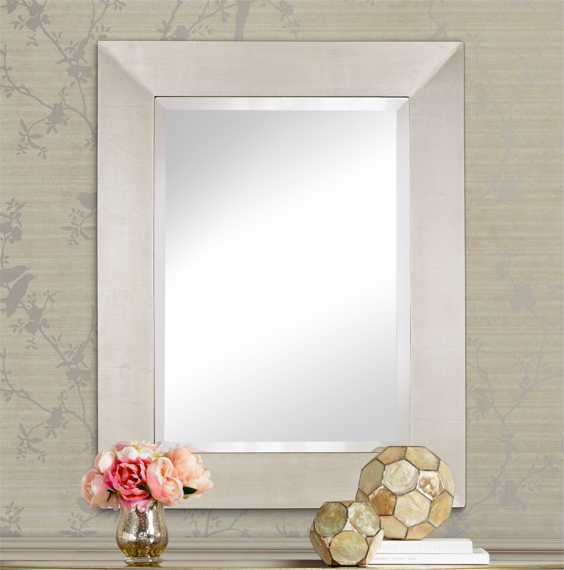 Brondby Antiqued Silver 28" x 36" Rectangular Wall Mirror