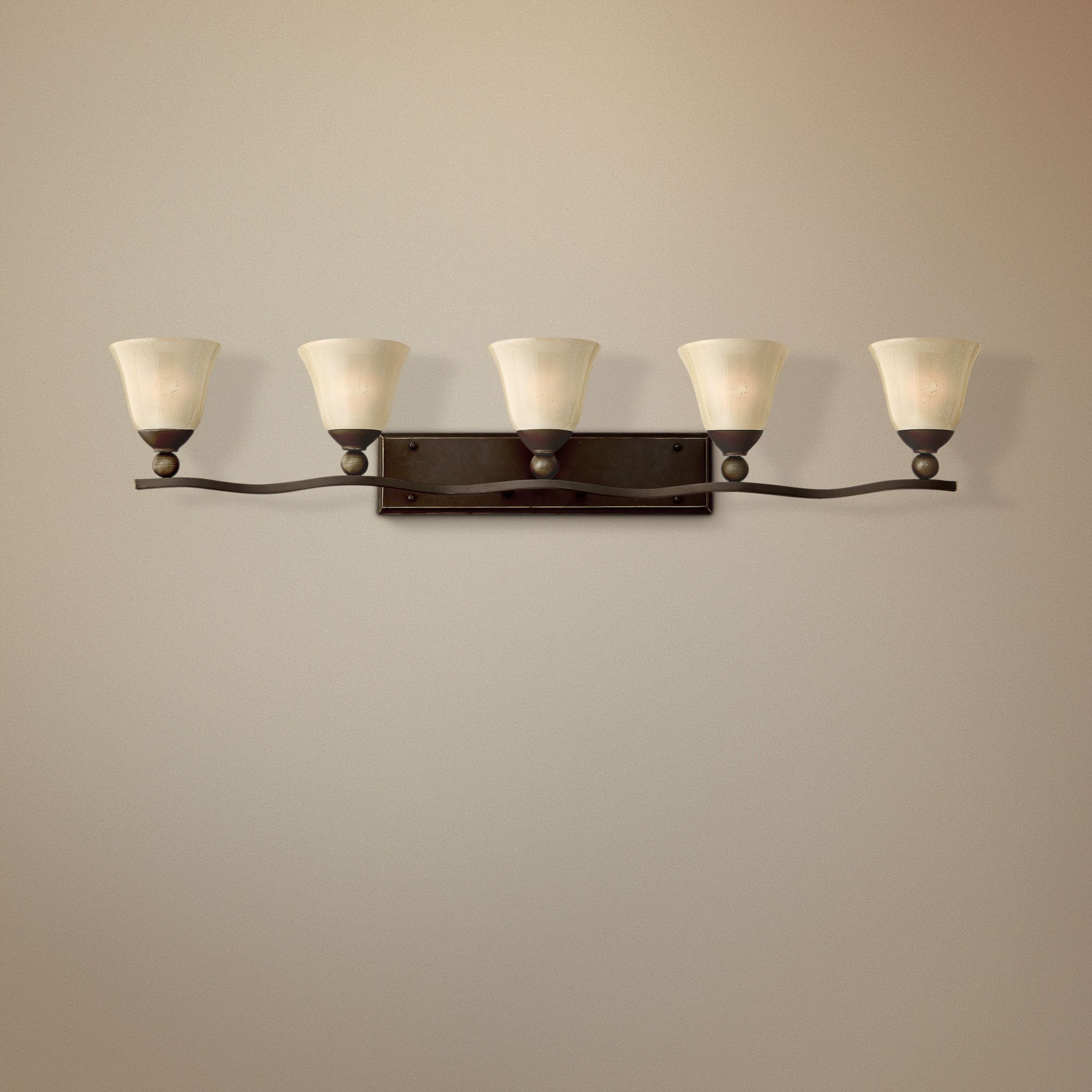 Bolla 45 3/4"W Amber Seedy Glass 5-Light Bathroom Light