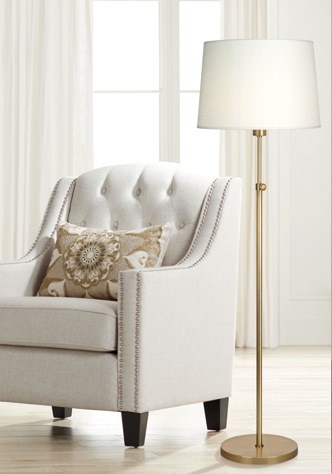 Robert Abbey Koleman Aged Natural Brass Club Floor Lamp