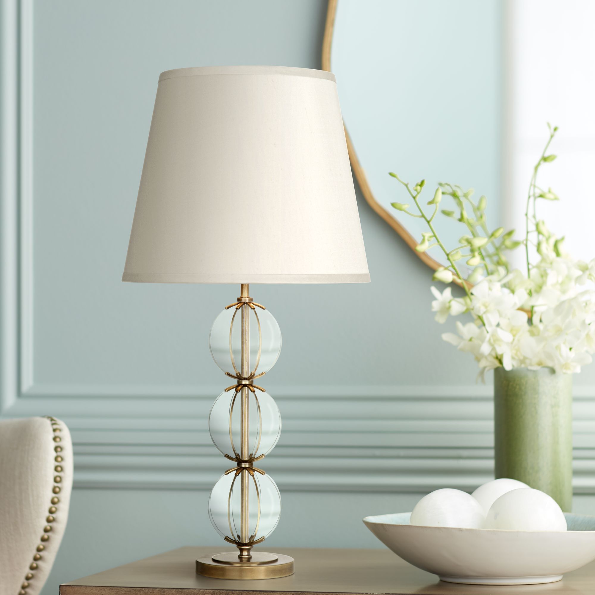 Robert Abbey Latitude Clear Glass Antique Brass Table Lamp