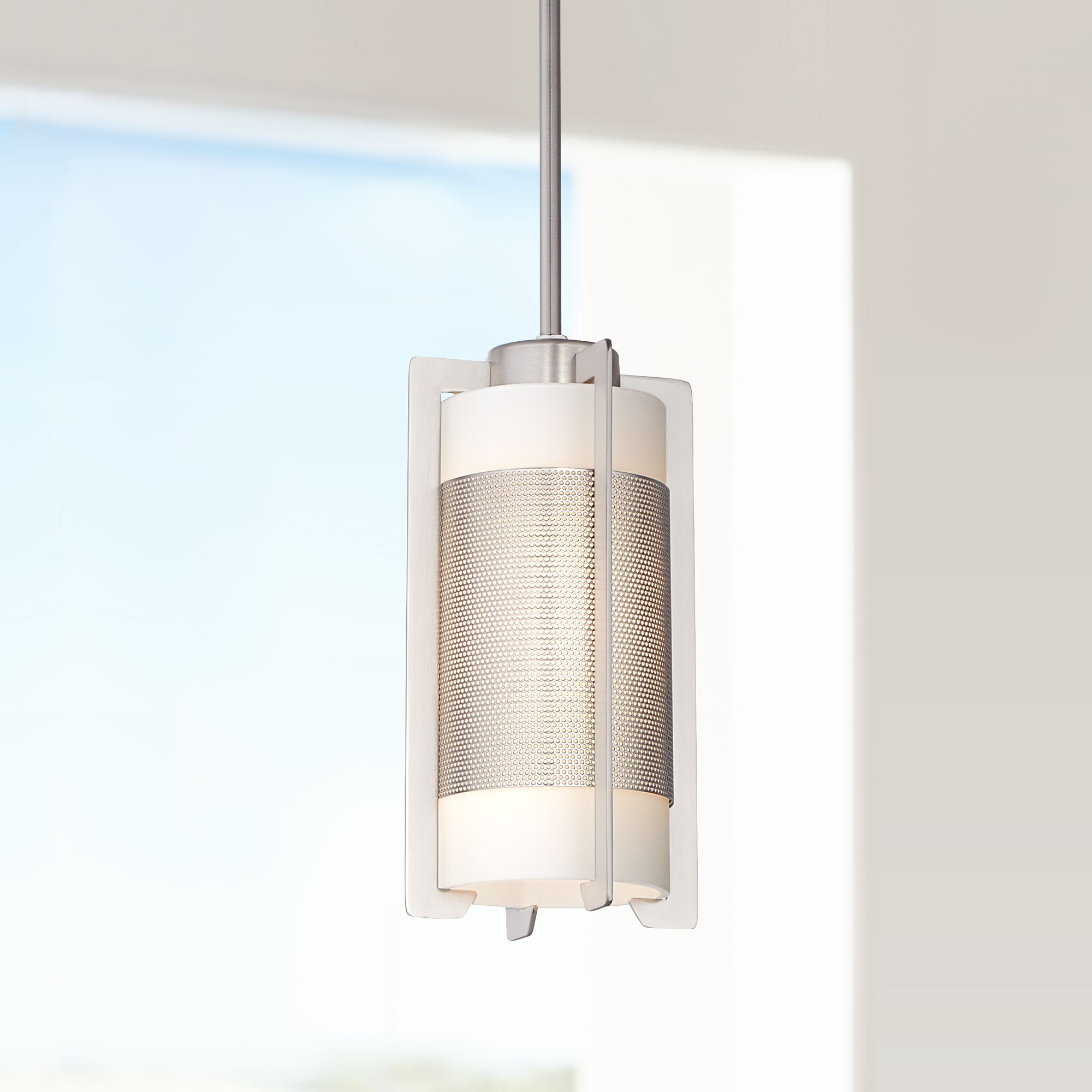 Iron Brushed Steel Bracket Mini Pendant Light