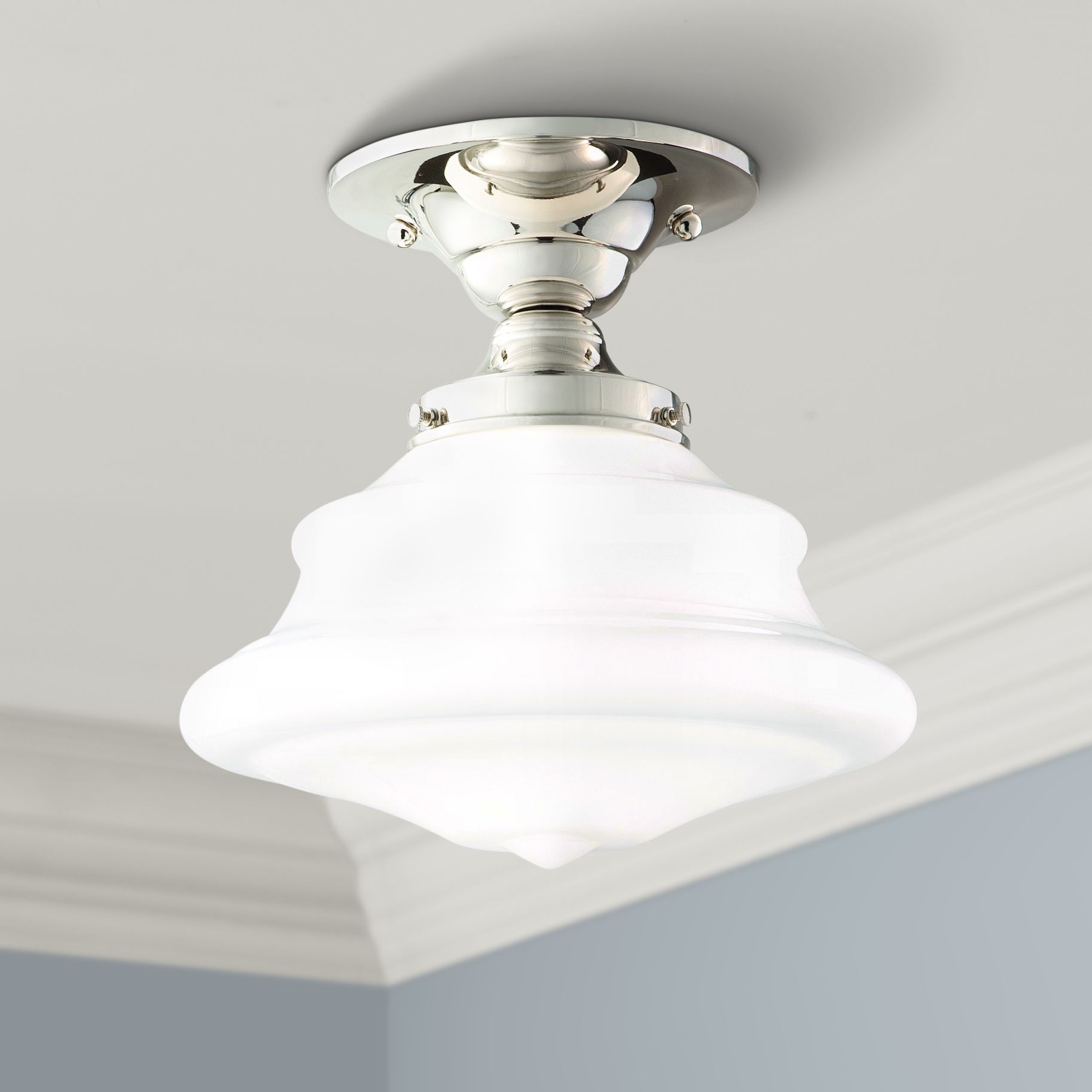 Hudson Valley Petersburg 9 1/2" Wide Nickel Ceiling Light