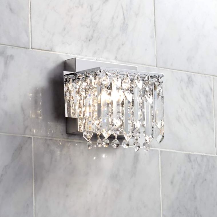 Possini Euro Hanging Crystal 7 3/4" Wide Chrome Wall Sconce