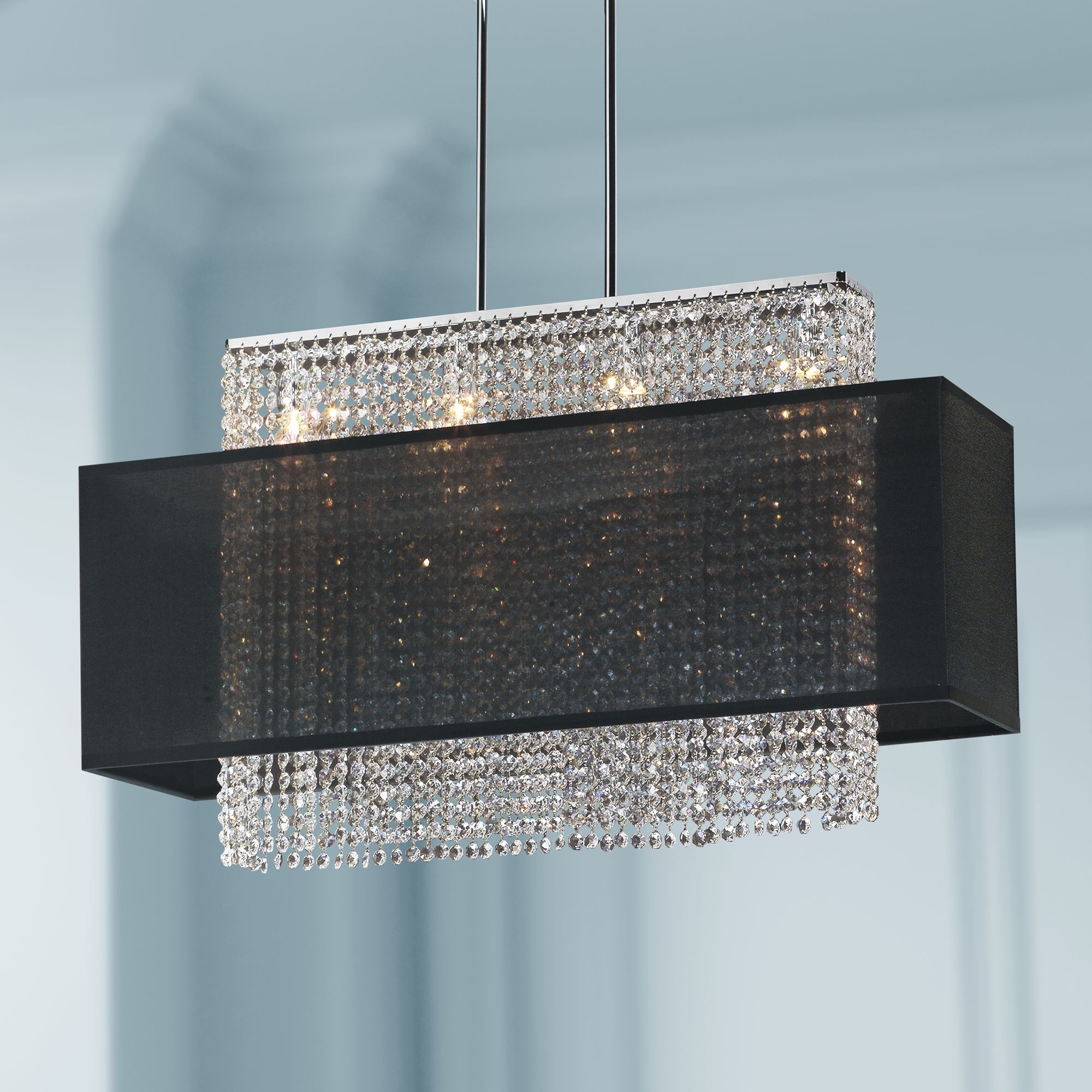 Crystal Strands 33" Wide Large Black Chandelier Pendant