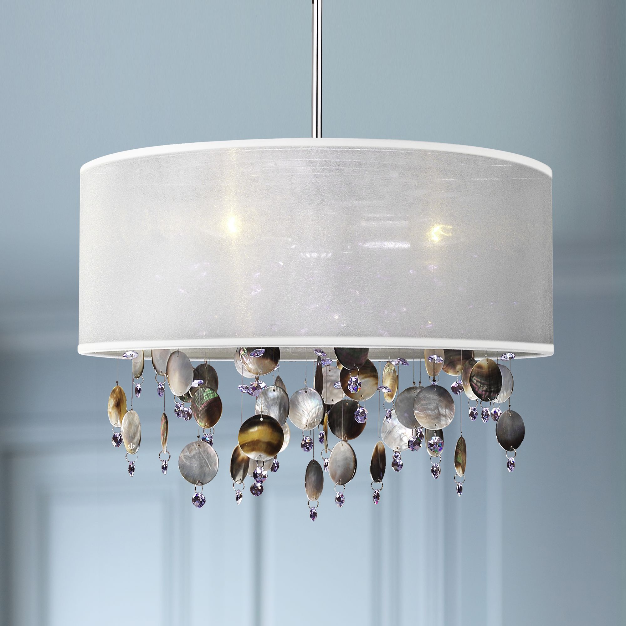 Around Town Pearl and White 18" Wide Pendant Chandelier