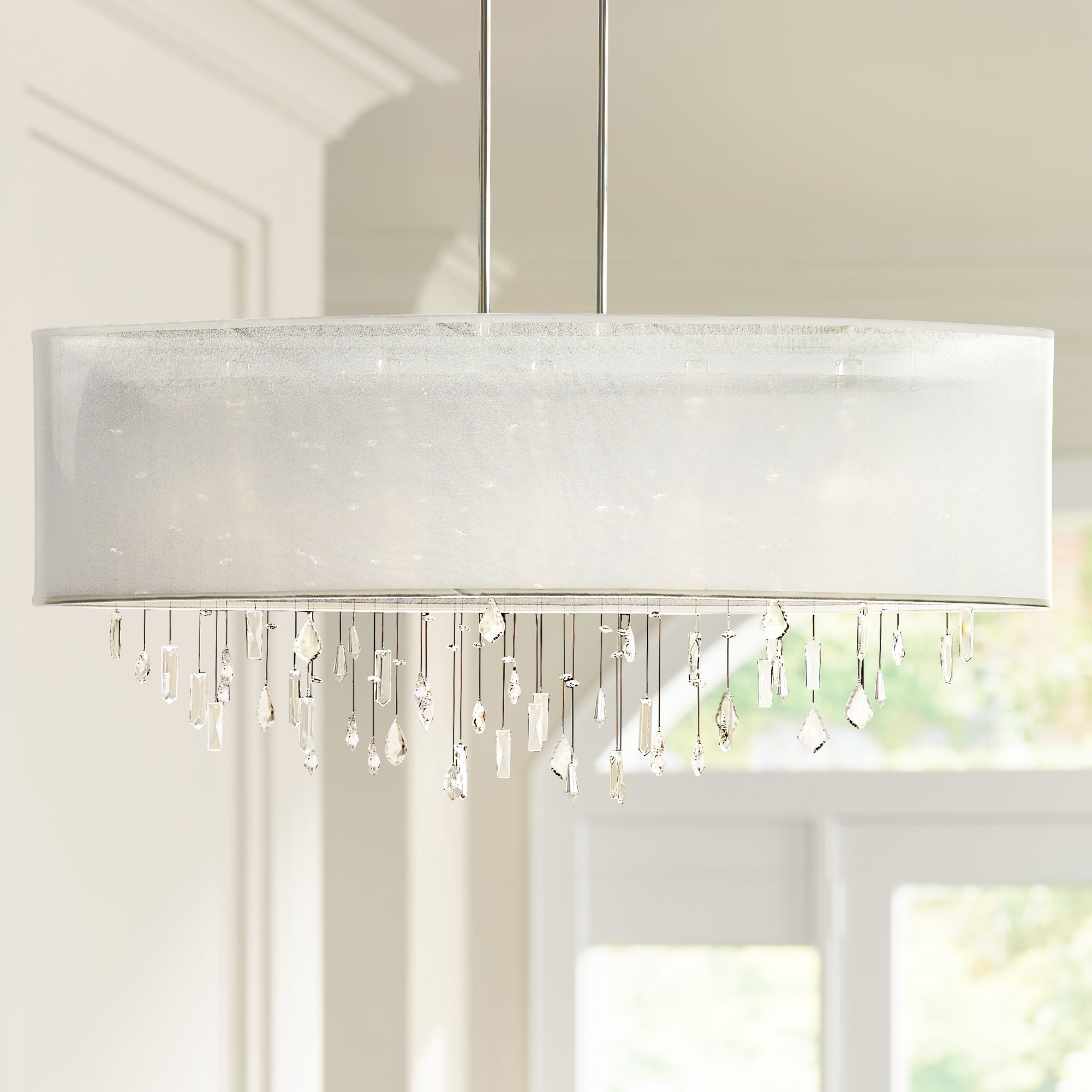 Lifestyles Crystal and White 45" Wide Pendant Chandelier