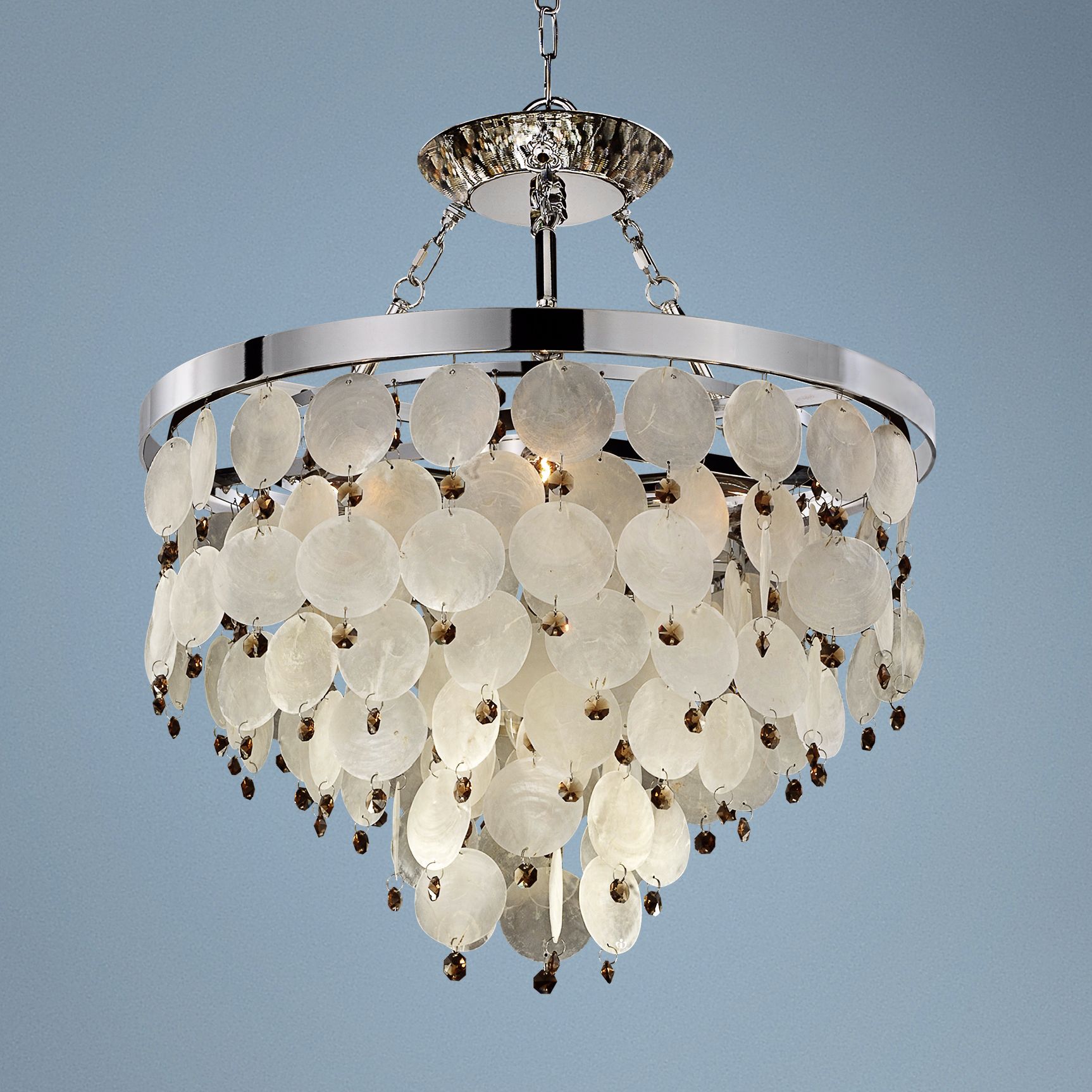 Island Paradise Capiz and Topaz 19" Wide Pendant Chandelier