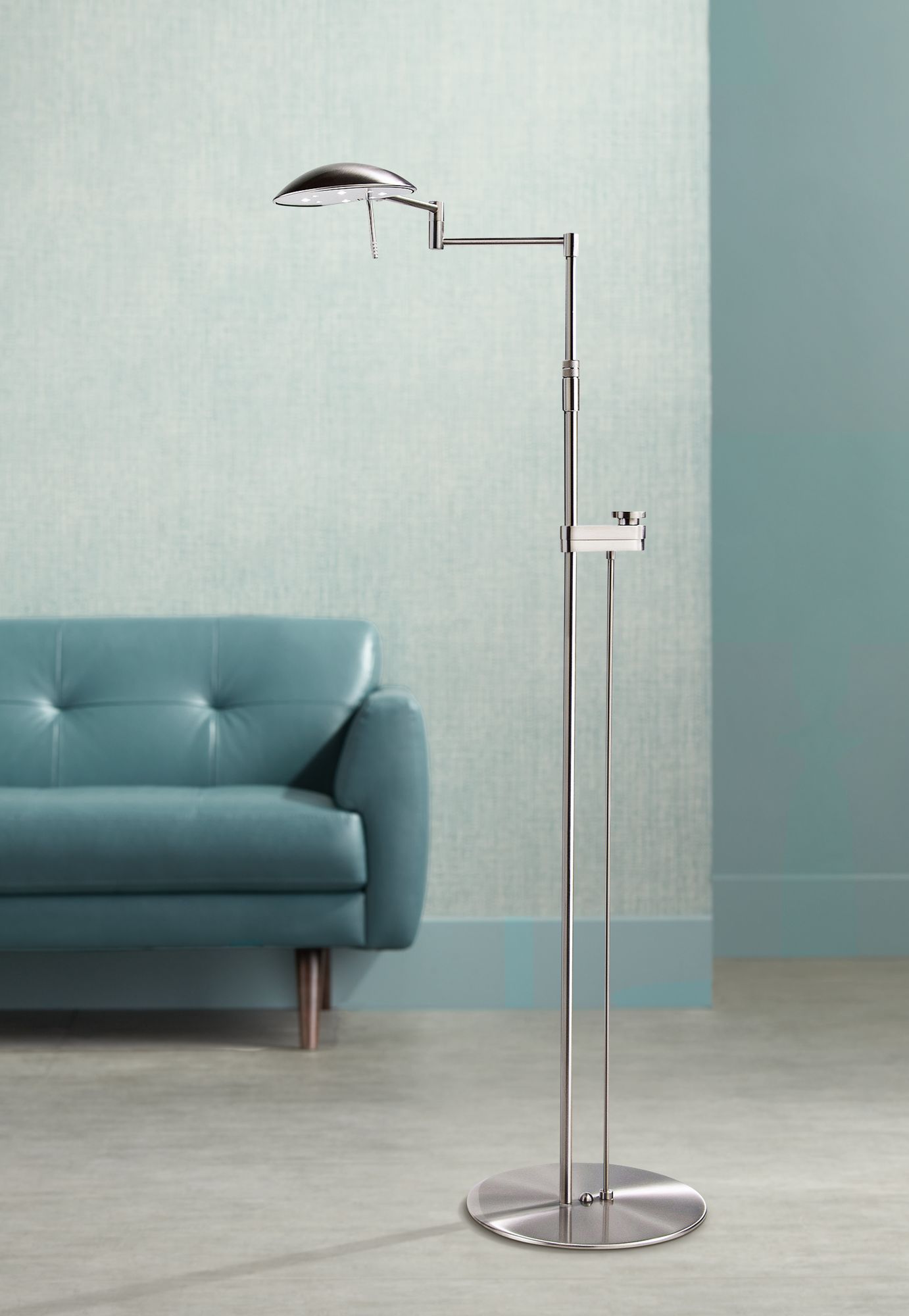 Satin Nickel Bernie Series LED Holtkoetter Floor Lamp