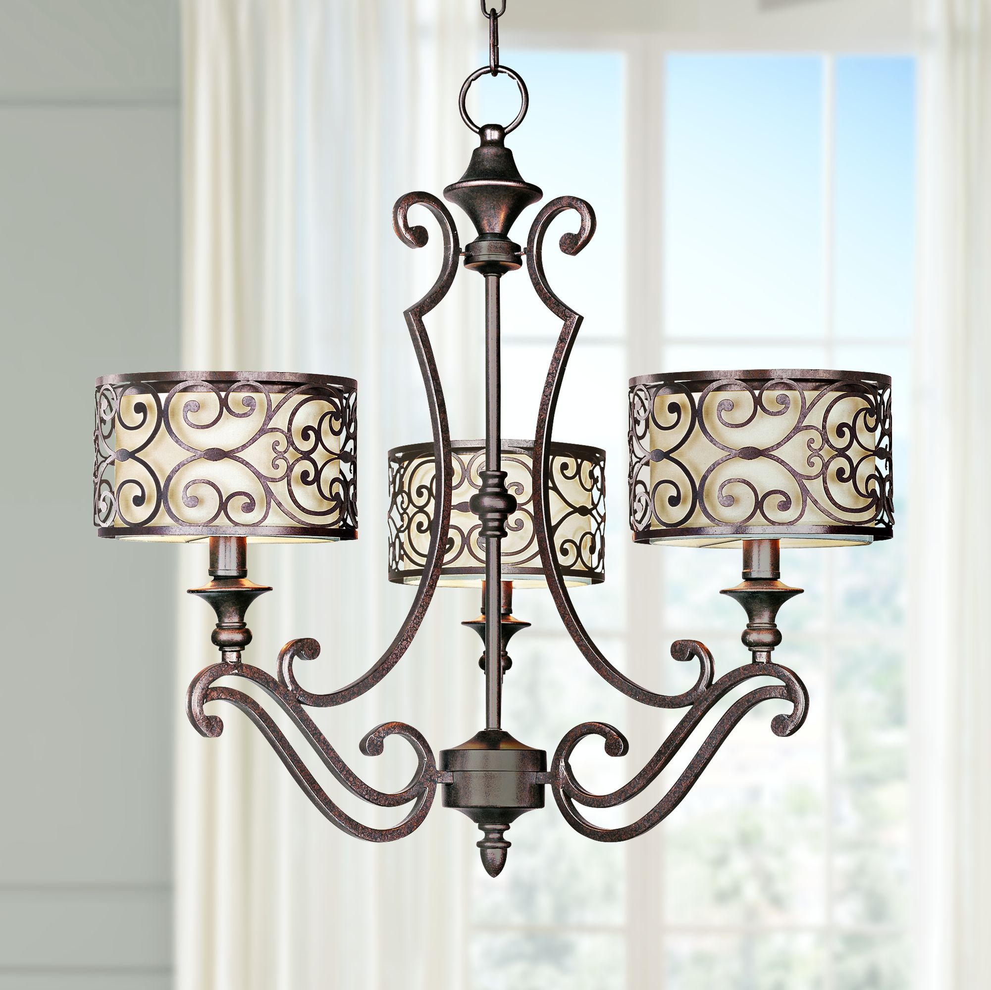 Maxim Mondrian 24 1/2" Wide 3-Light Bronze Chandelier