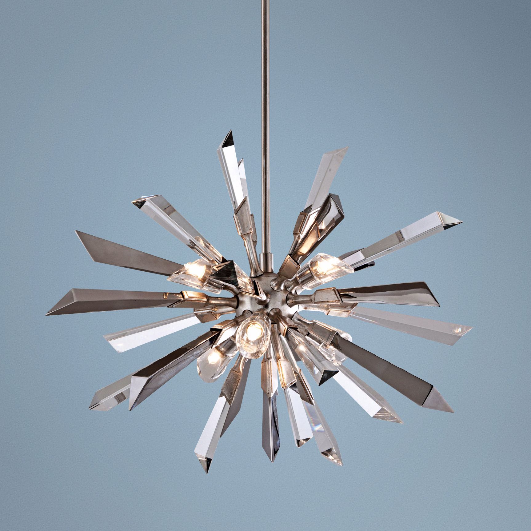 Inertia Crystal and Stainless 24" Wide Corbett Pendant Light