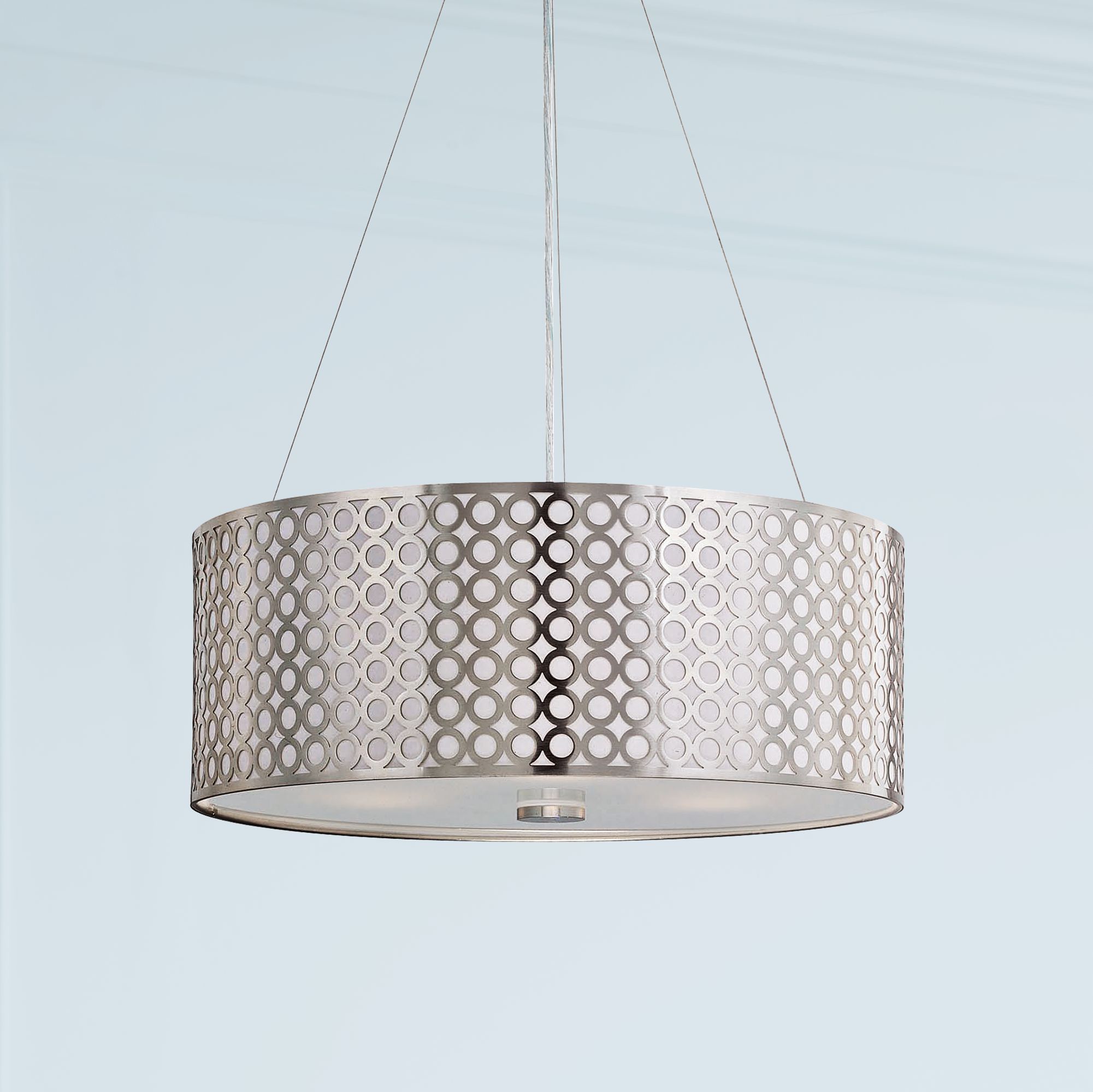 Lite Source 20" Wide 3-Light Polished Steel Pendant Light