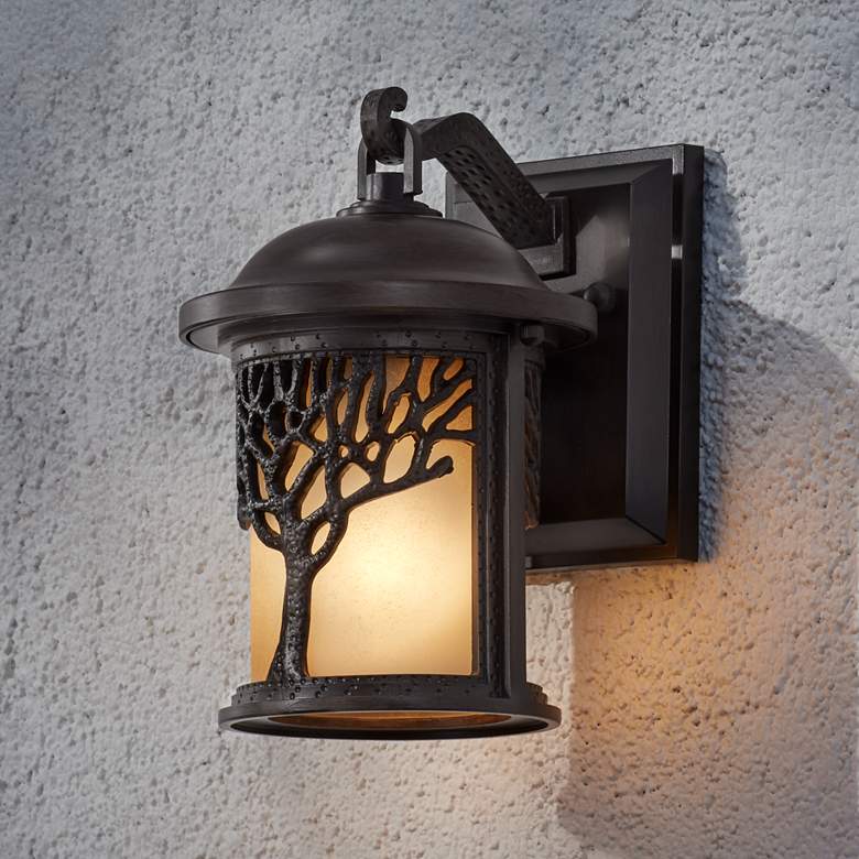 Image 2 Bronze Mission Style Tree 9 1/2" High Outdoor Wall Light