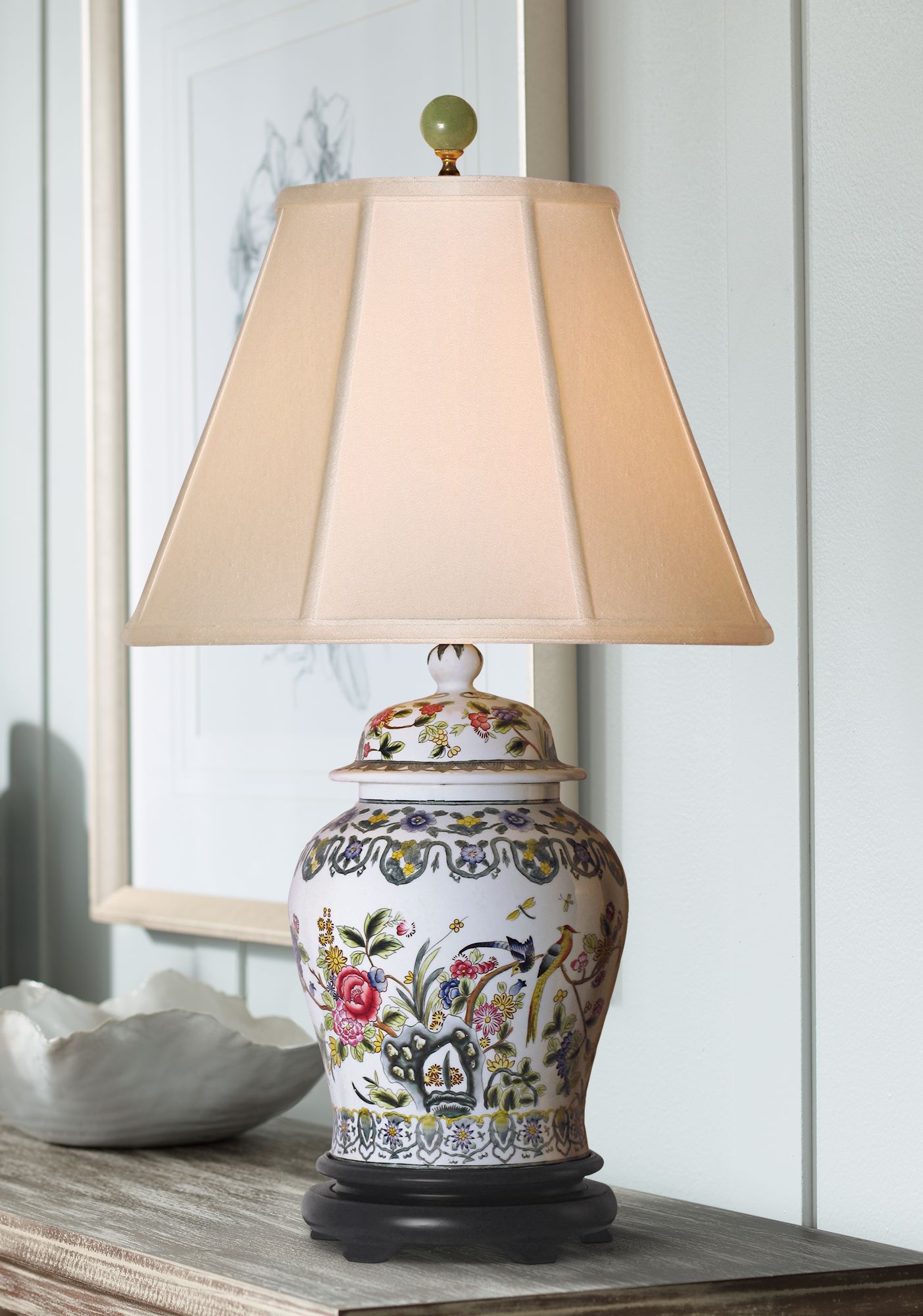 Famille Rose Temple Jar Porcelain Table Lamp V2467 Lamps Plus