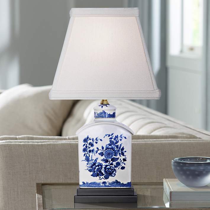 Fl Blue And White Mini Tea Jar, Small Blue And White Porcelain Lamp