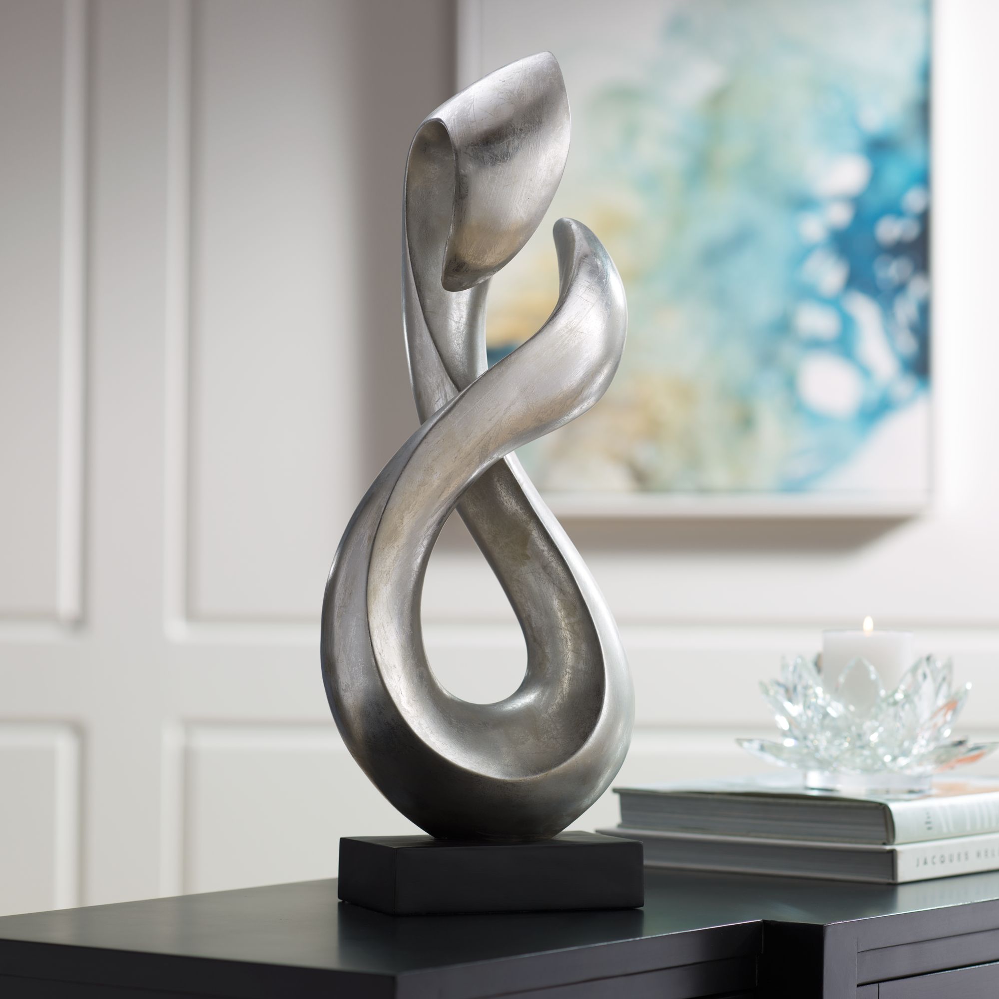 Open Infinity 26 1/4" High Silver Finish Modern Sculpture