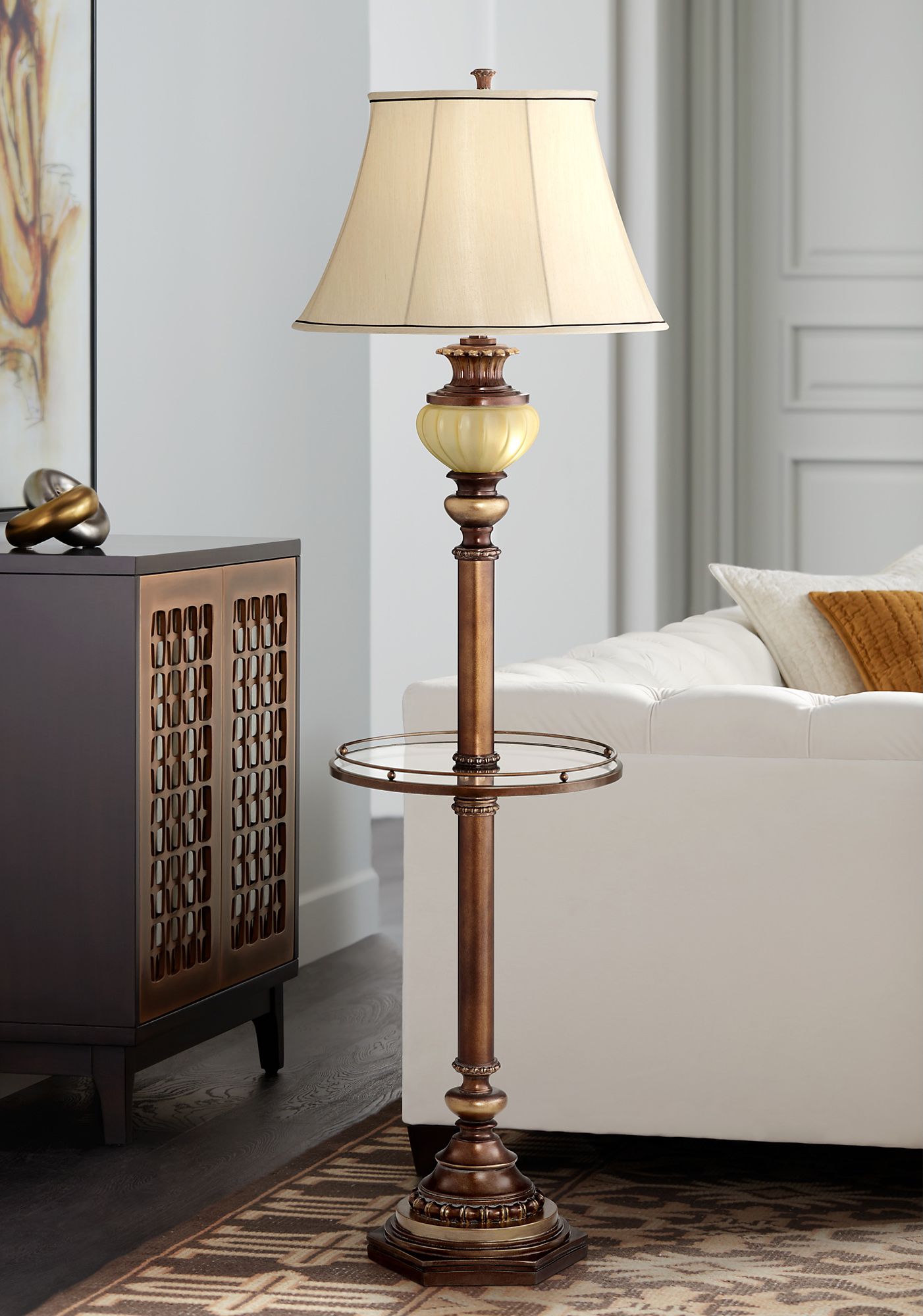 Kathy Ireland 65 High Night Light Glass Tray Floor Lamp