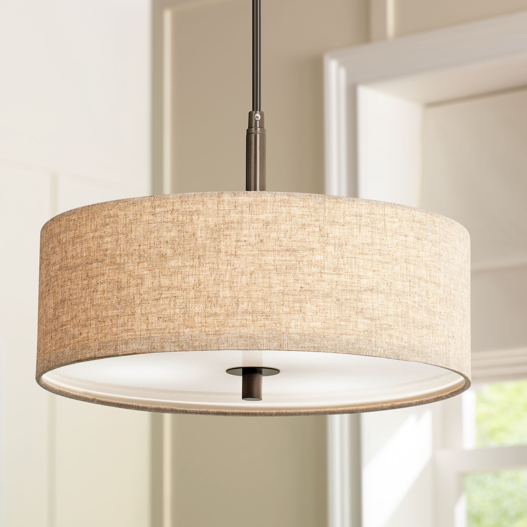 Possini Euro Design Cream Drum 16" W Pendant Light