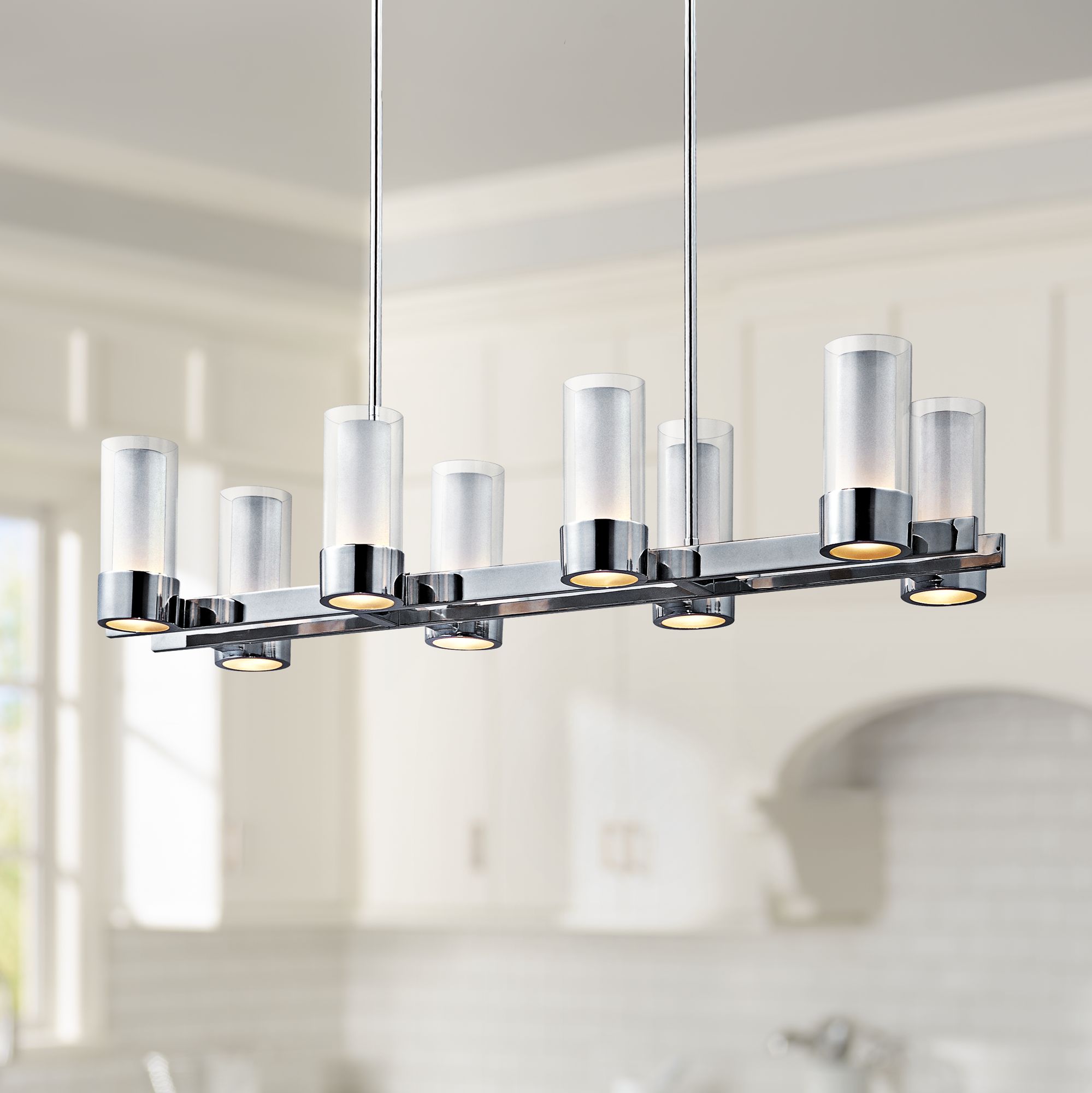 Maxim Silo 35 1/4" Wide Polished Chrome Island Light