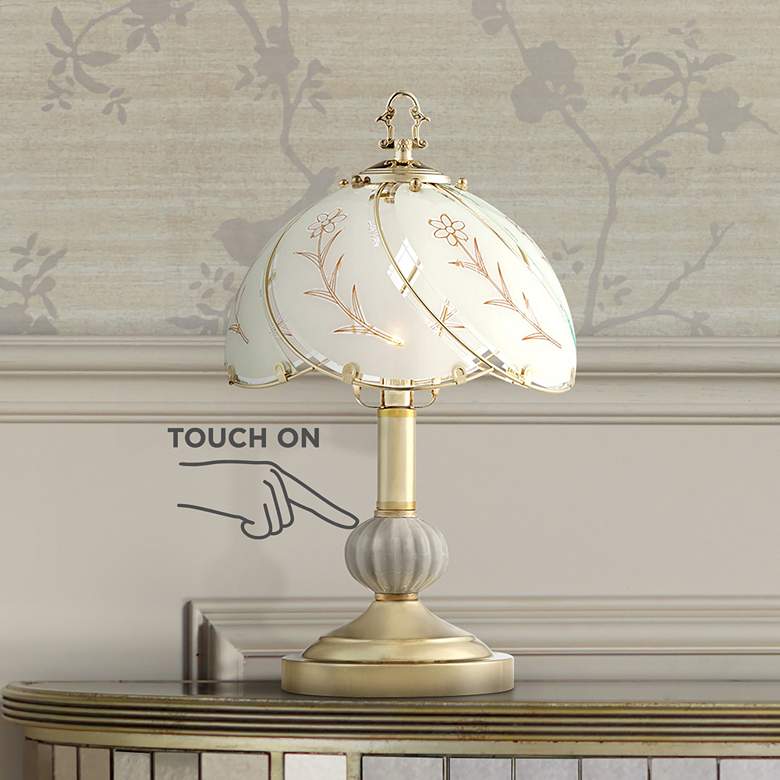 Polished Brass 15&quot; High Touch On-Off Accent Table Lamp