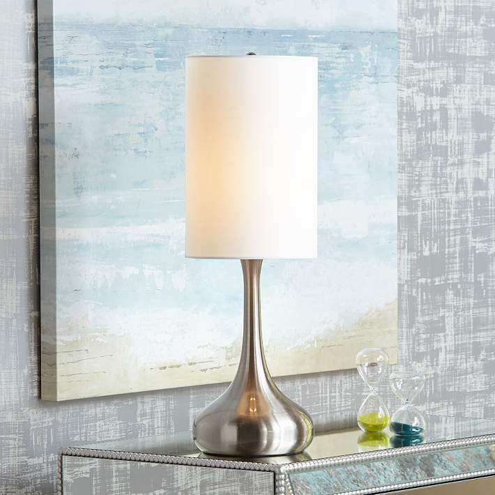 Brushed Nickel Droplet Table Lamp With, Teardrop 21 High Brushed Steel Table Lamps
