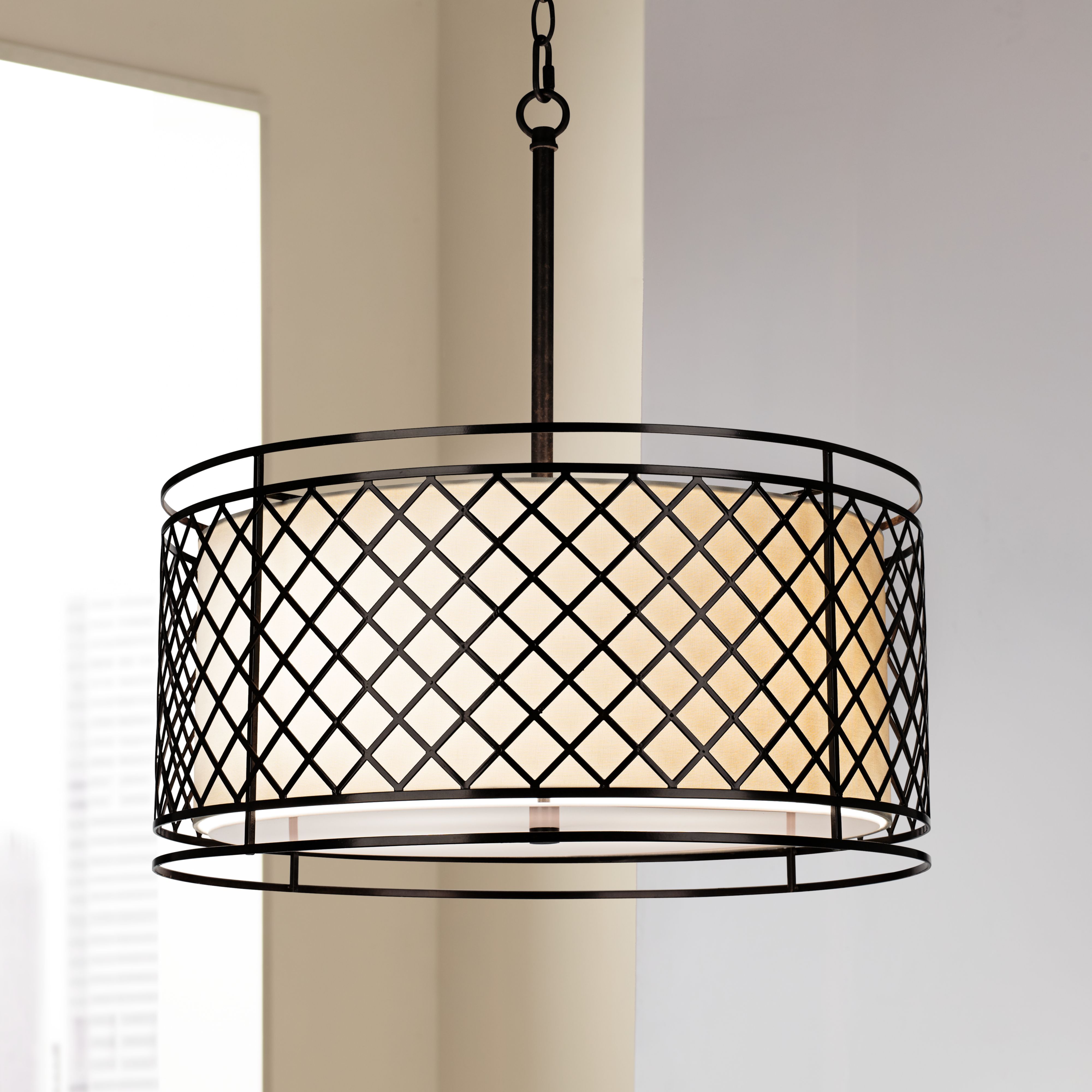 Lattice 4-Light 20 1/4" Wide Bronze Pendant Light