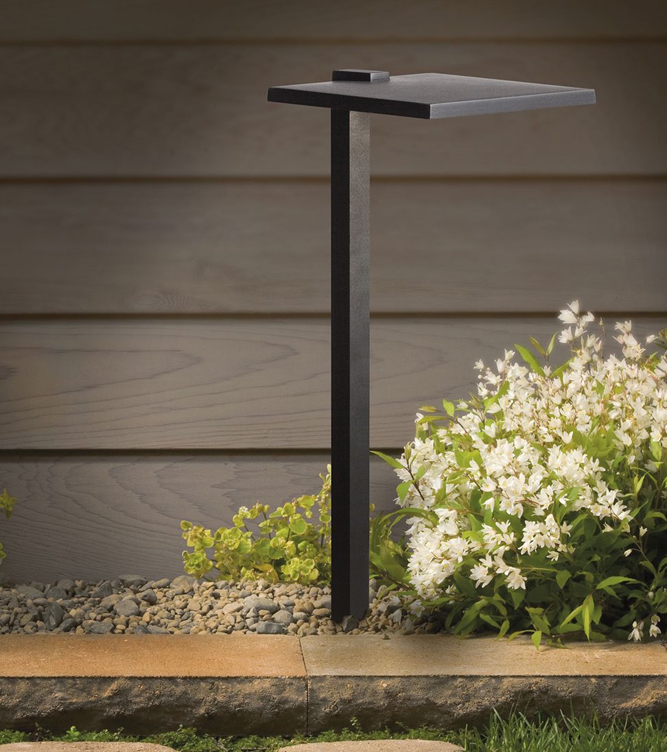 Kichler 8" Wide 3000K LED Shallow Shade Black Path Light