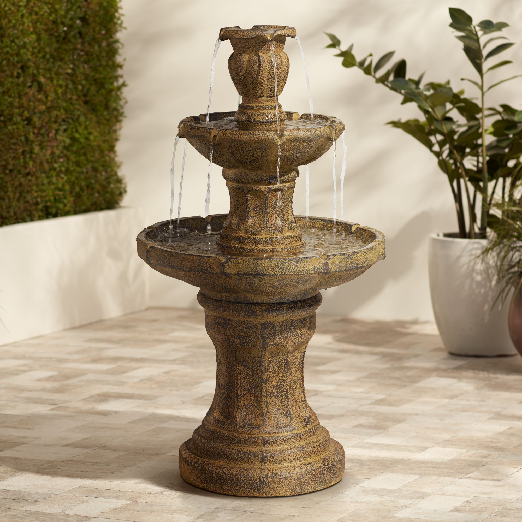 Tuscan Garden Classic Dark Stone 41 1/2"H 3-Tier Fountain