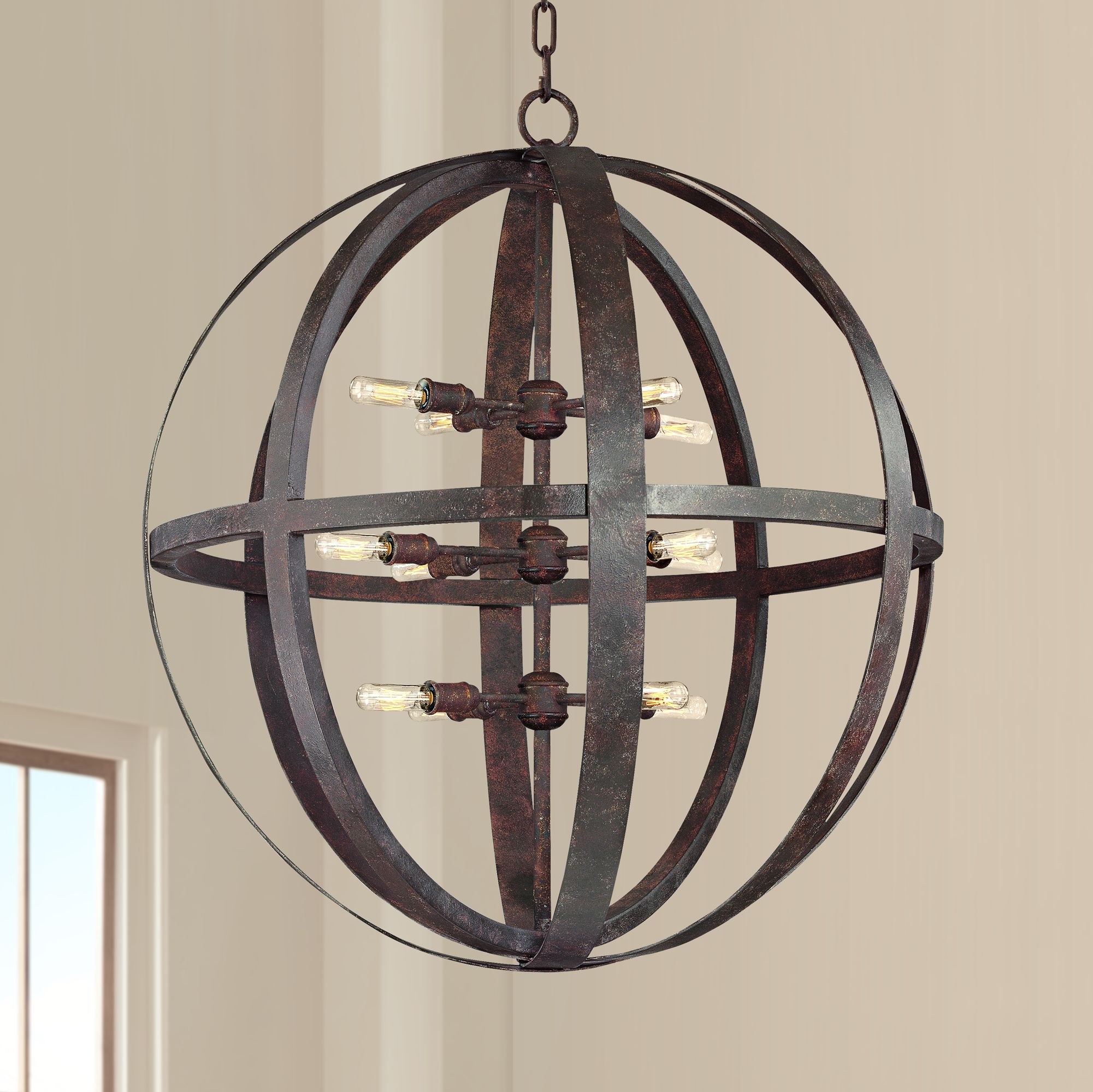 Flatiron 30" Wide Weathered Iron Pendant Light