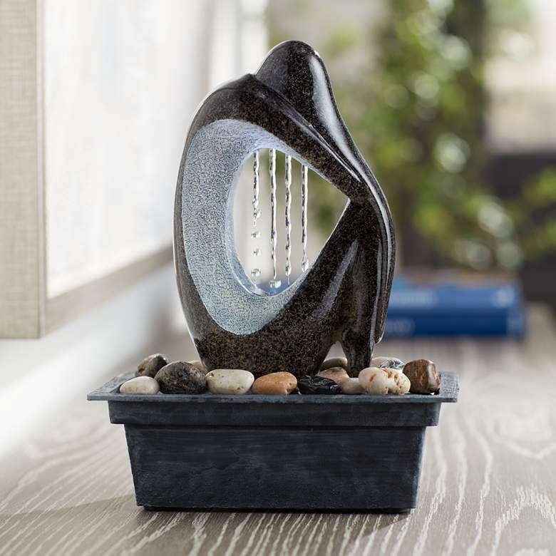 Modern Silhouette 10&quot; High LED Tabletop Fountain