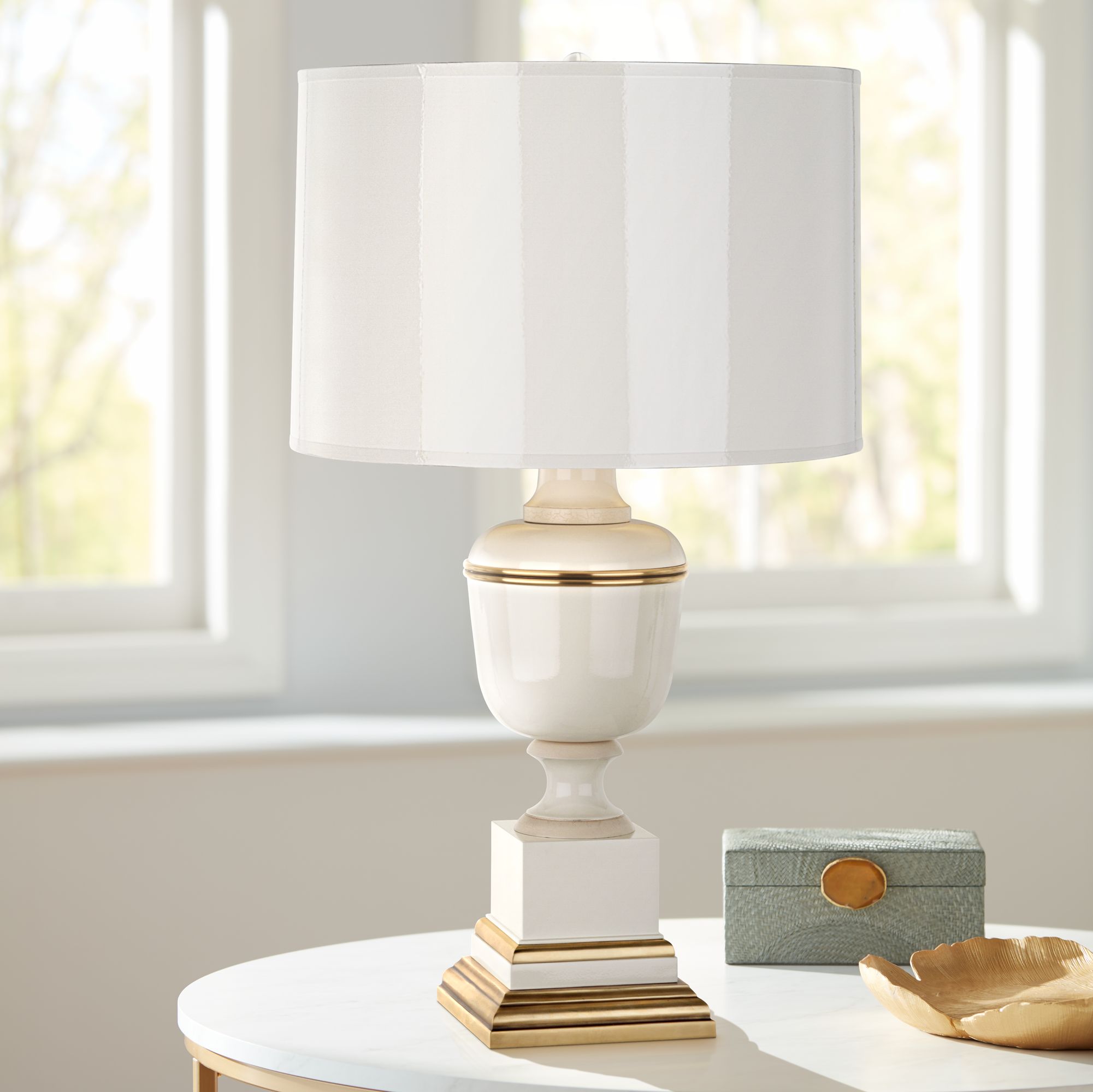 Mary McDonald Annika Ivory and Painted Parchment Accent Lamp