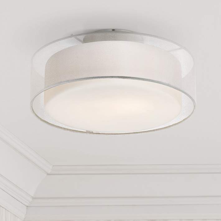 Opal White Dual Shade 12 1 2 Wide Drum Ceiling Light W4588 Lamps Plus - White Shade Ceiling Light
