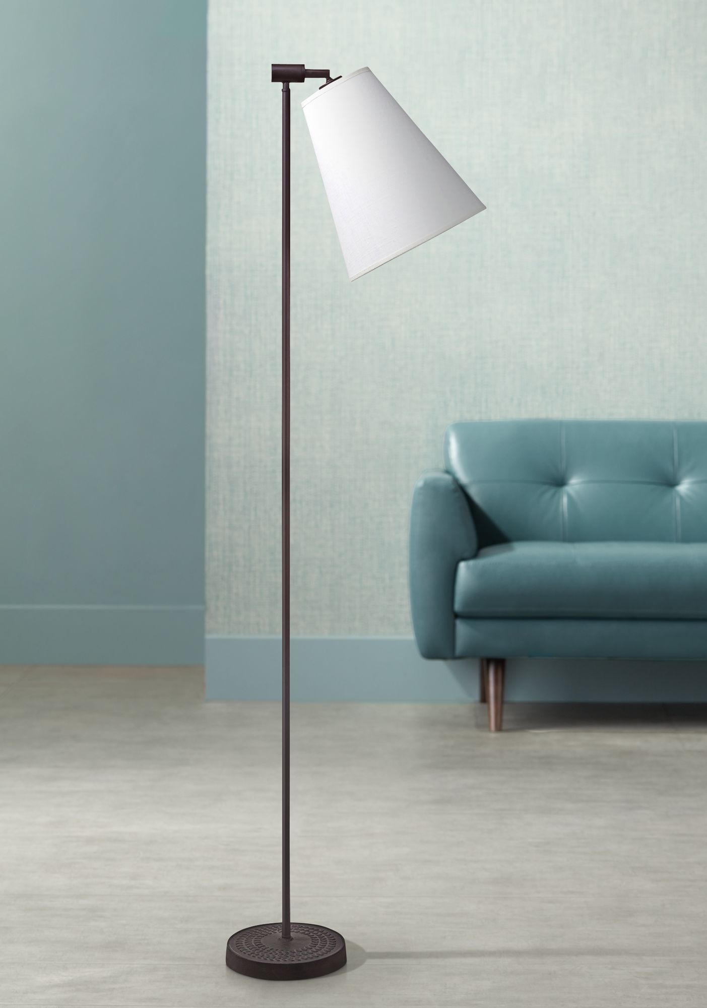 Lights Up! Zoe 60"H Natural Linen Antique Iron Floor Lamp