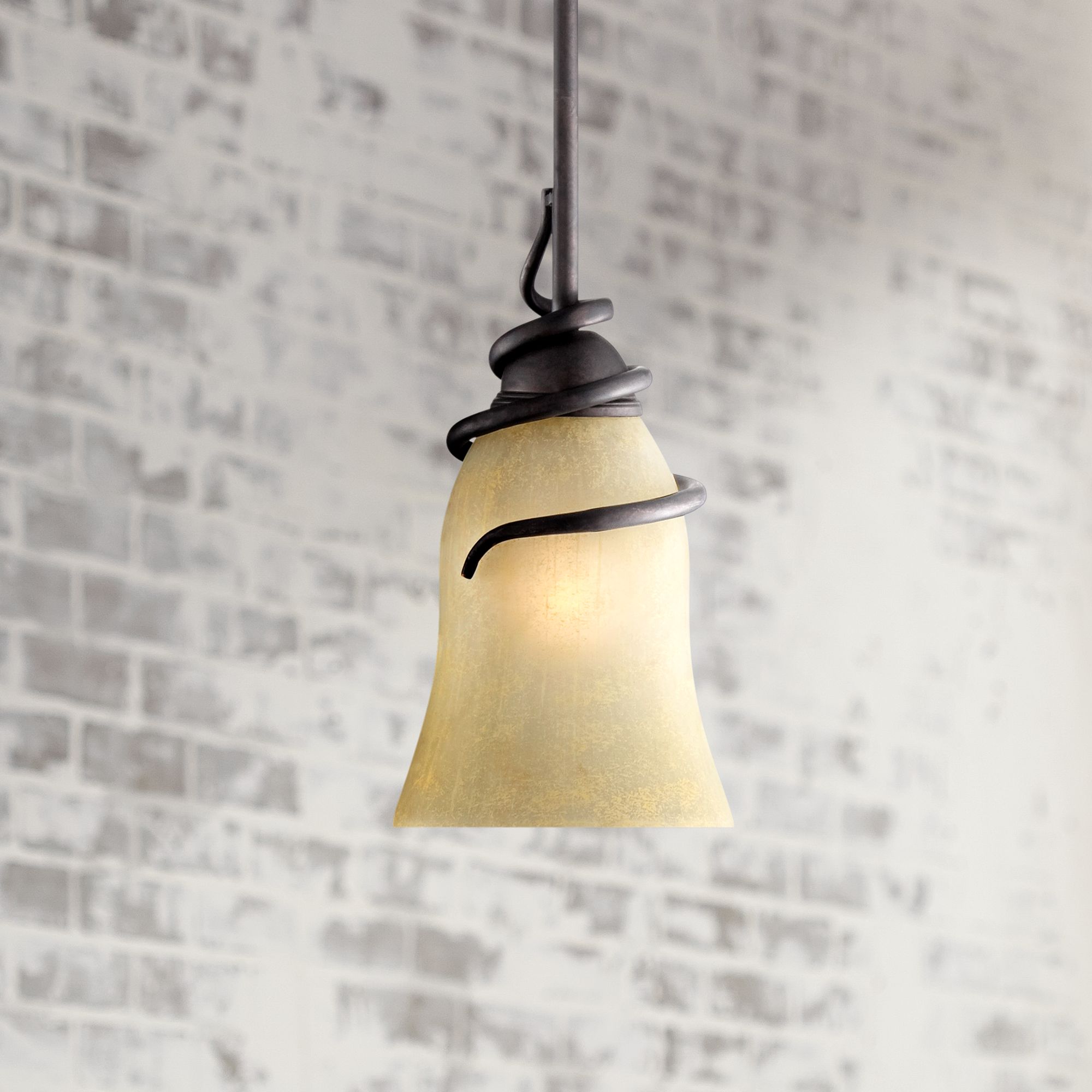 Swirled Iron 12" High Bronze Mini Pendant Light