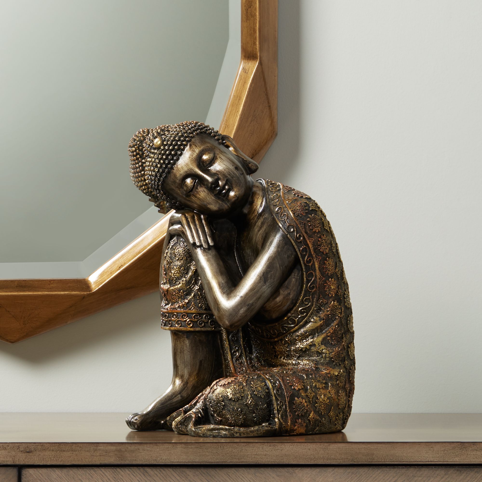 Brushed Gold 14 1/2" High Sleeping Buddha Statue