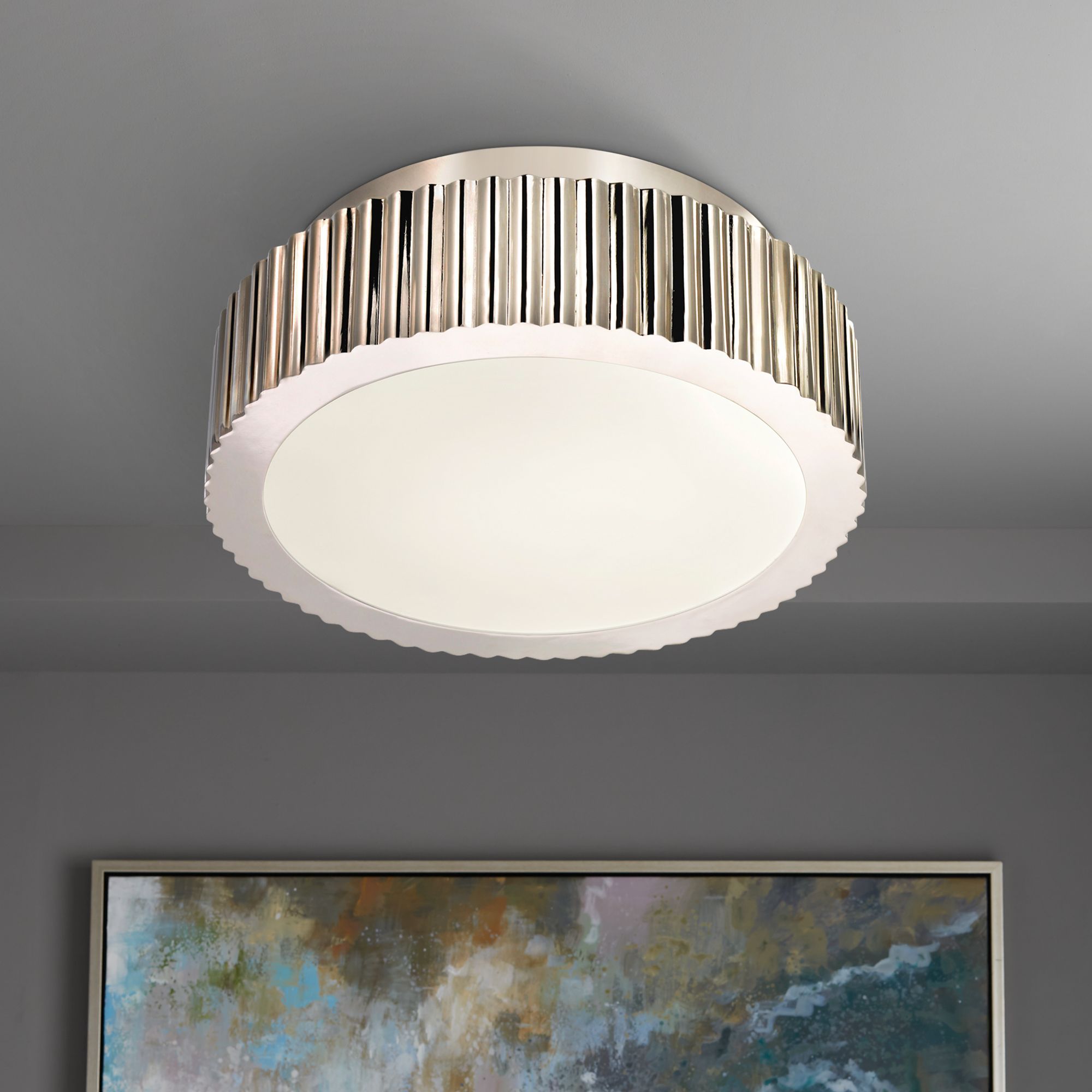 Sonneman Paramount 12 1/2" Wide Nickel Ceiling Light