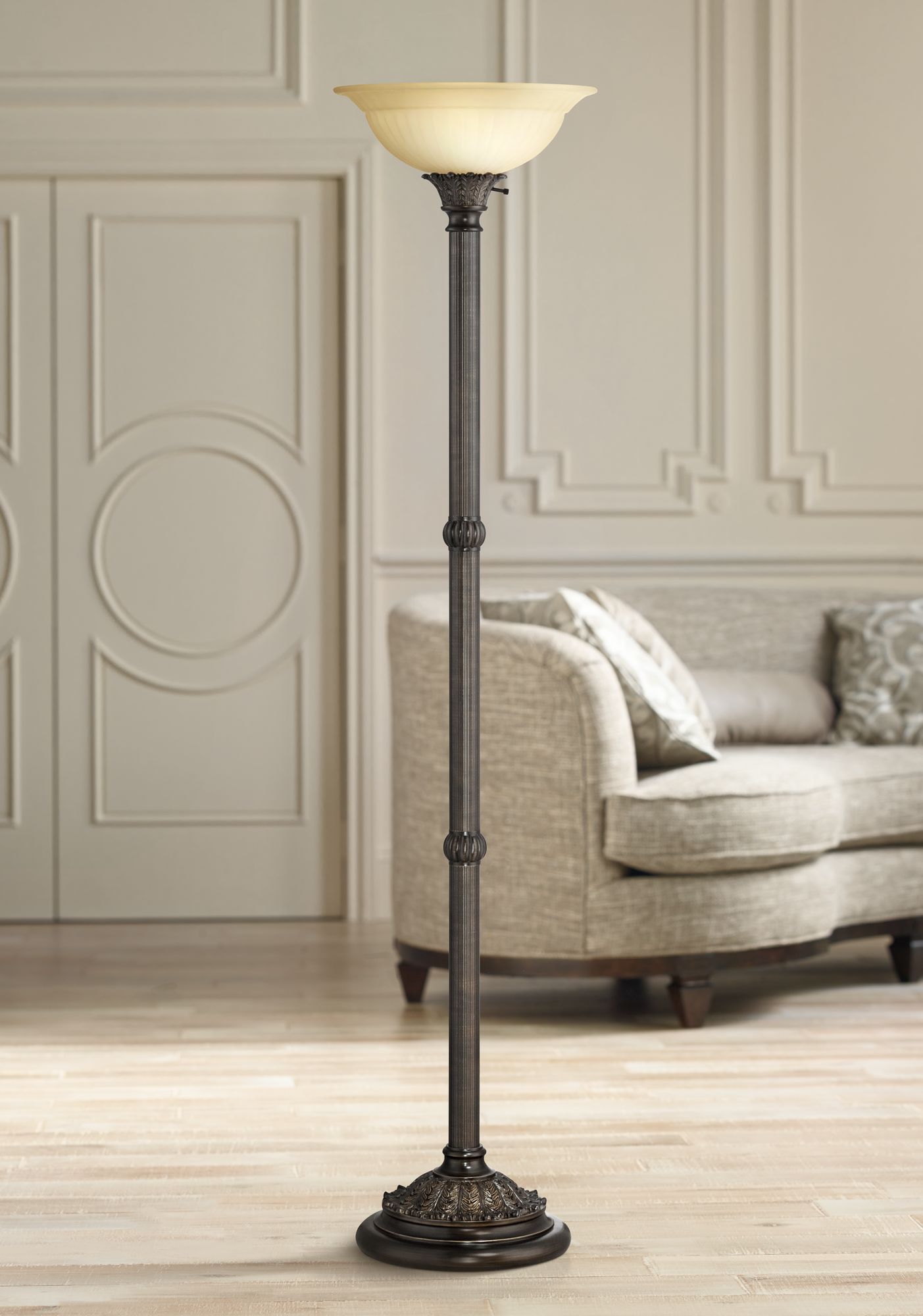 Bellham Bronze Traditional Torchiere Floor Lamp