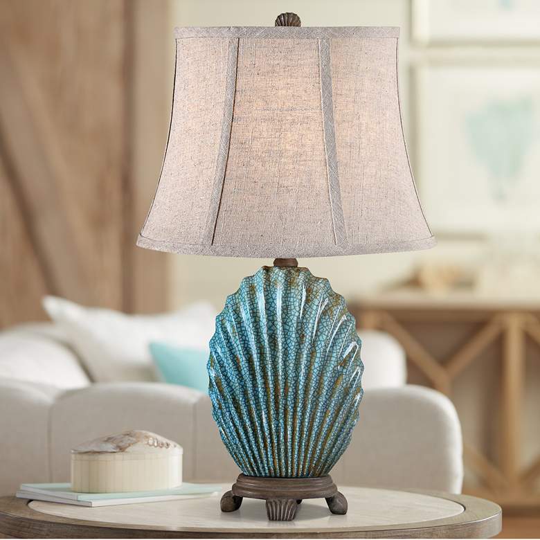 Uttermost Seashell Creckled Blue Accent Lamp