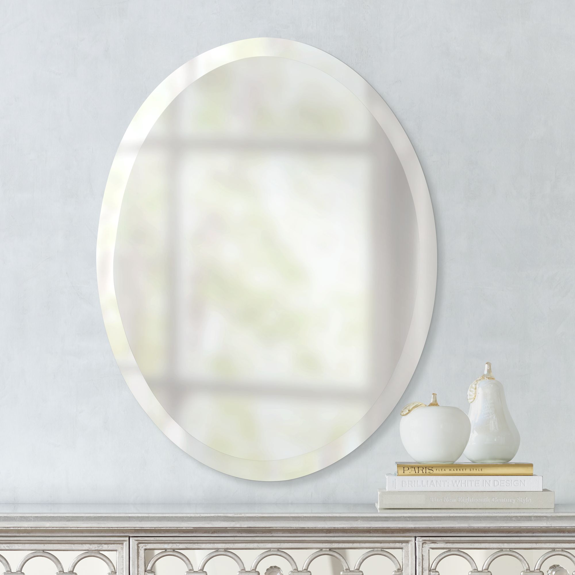 Feiss Infinity 22" x 28" Oval Frameless Wall Mirror