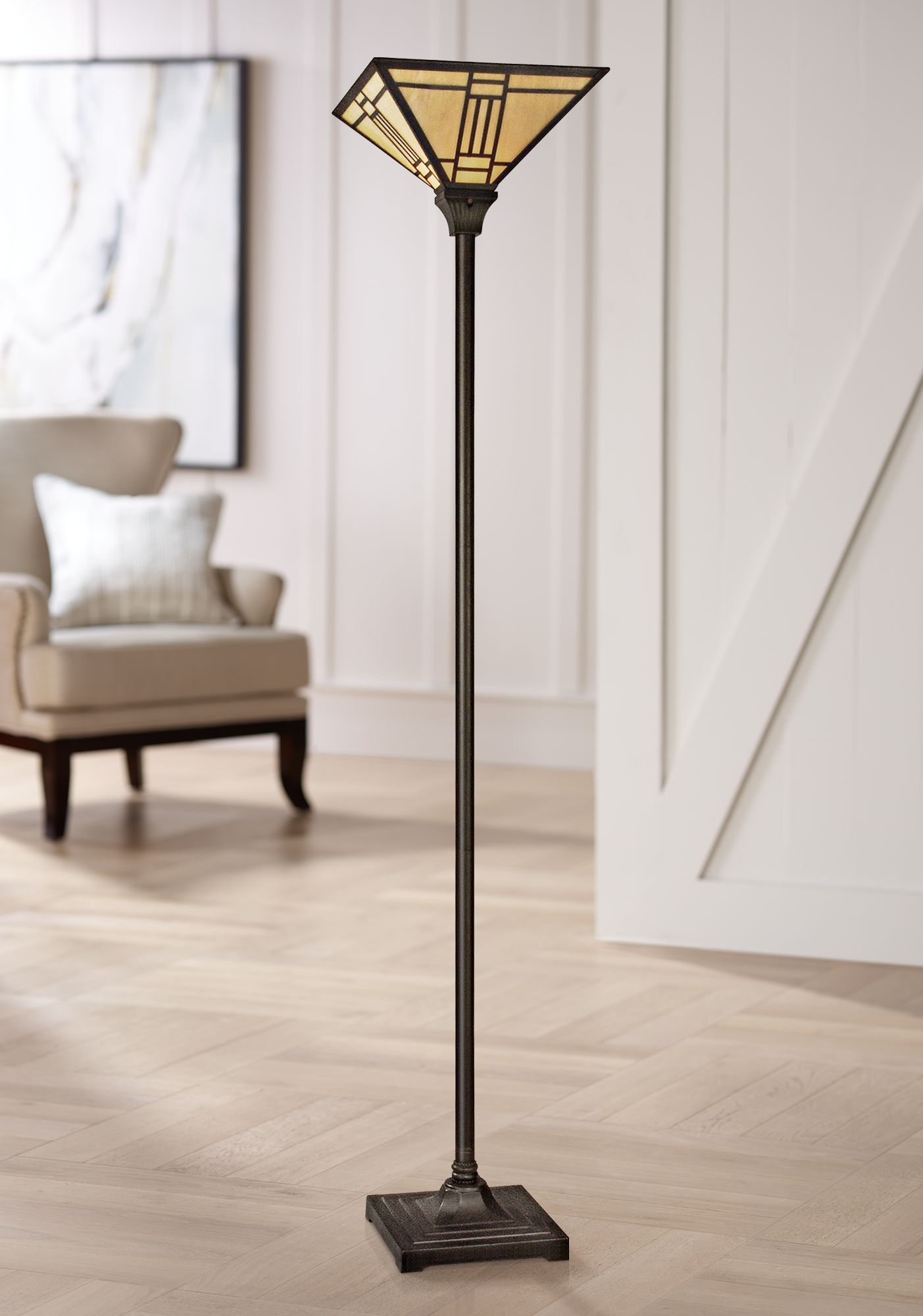 Dale Tiffany Noir Art Glass Torchiere Floor Lamp X3514 Lamps Plus