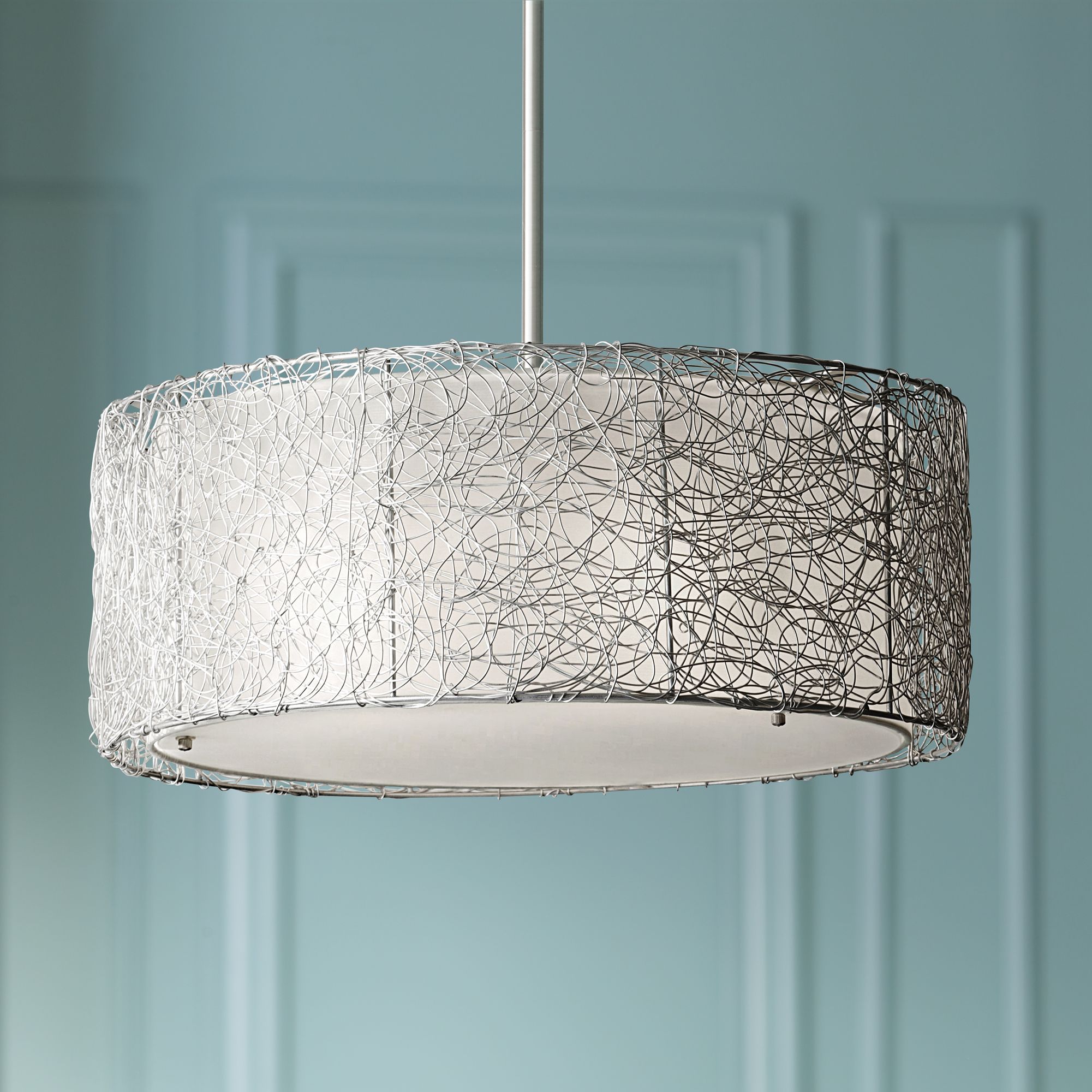 Feiss Wired 19 3/4" Wide Brushed Steel Pendant Light