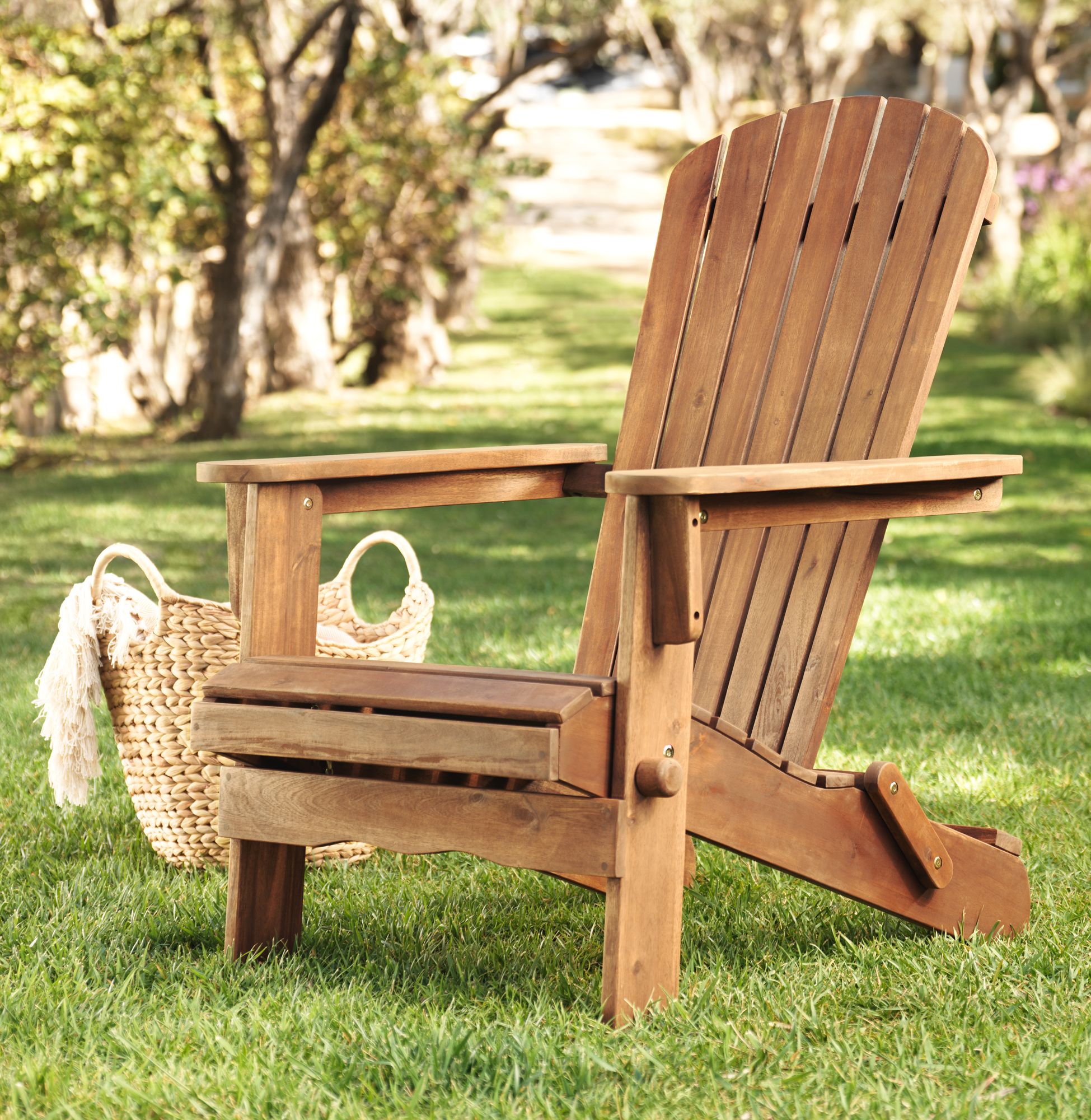 Monterey Natural Wood Outdoor Folding Adirondack Chair