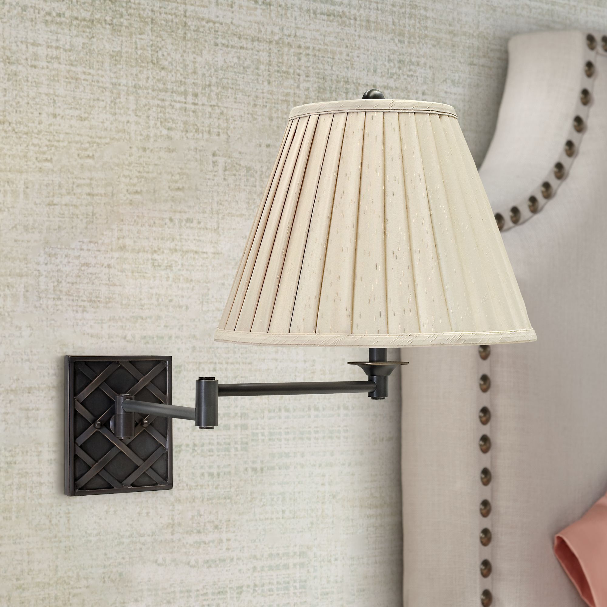 House of Troy Deco Basket Bronze Swing Arm Wall Lamp