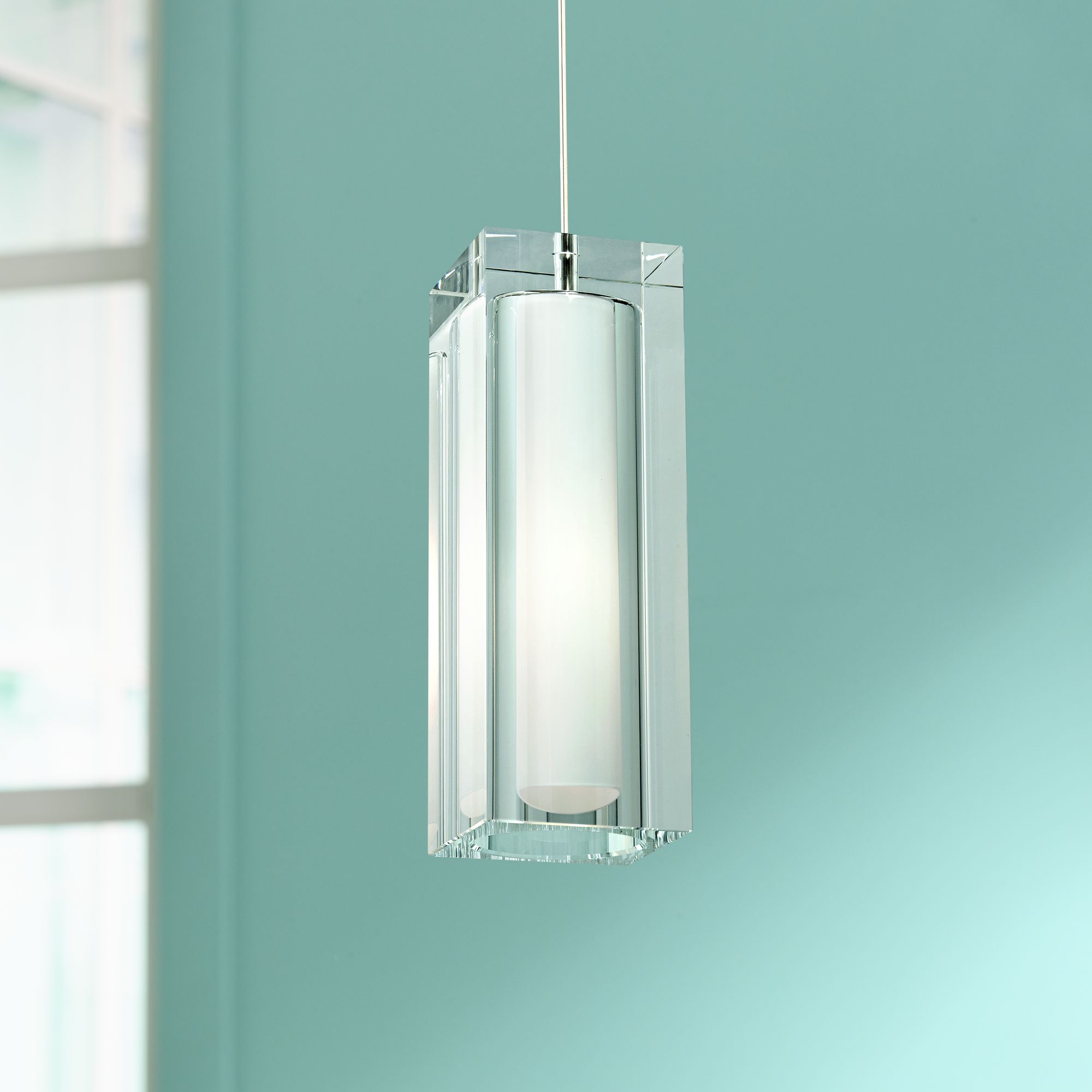 Jayden Grande 3 3/4" Wide Crystal Satin Nickel Mini Pendant