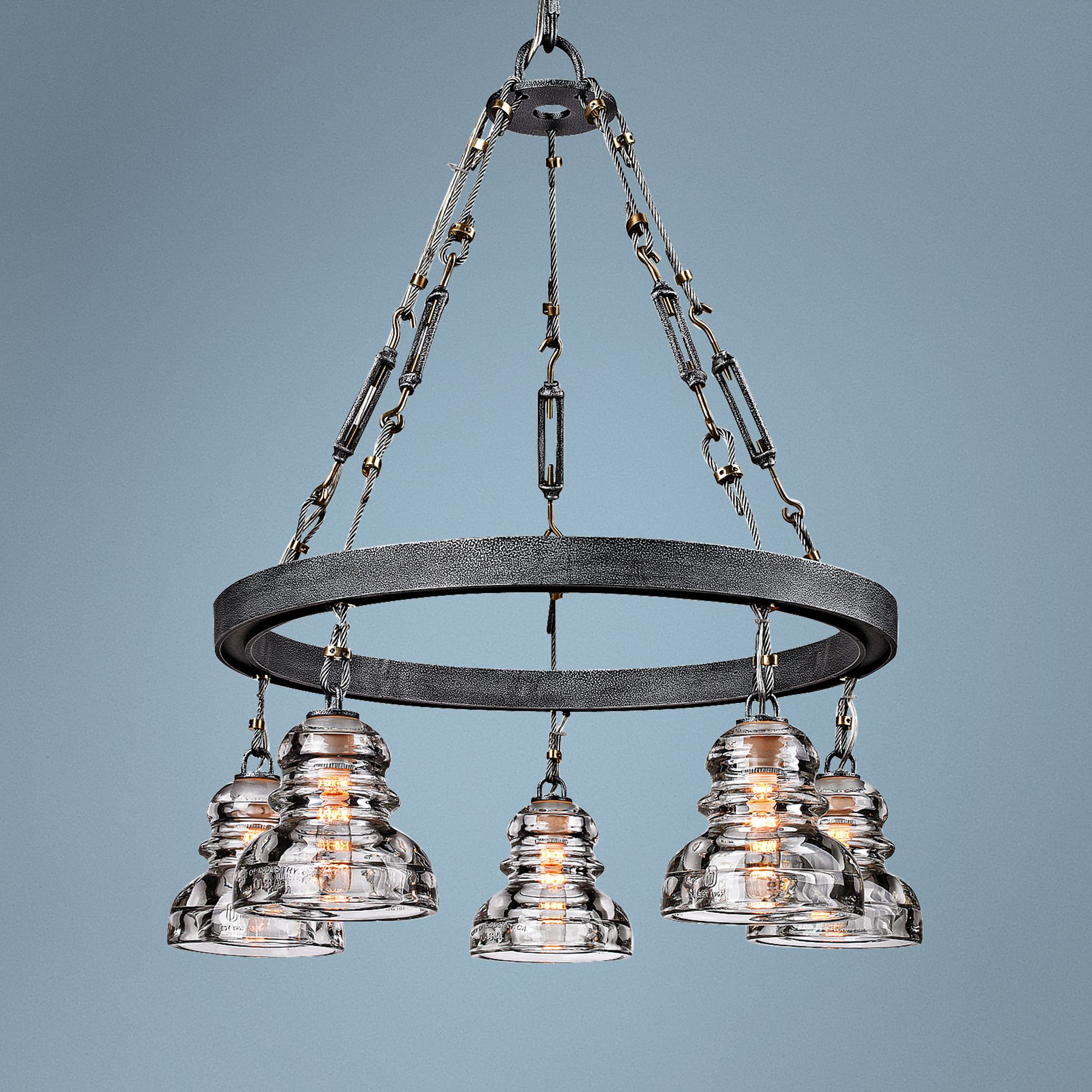 Menlo Park 27 3/4" High Iron and Brass Chandelier