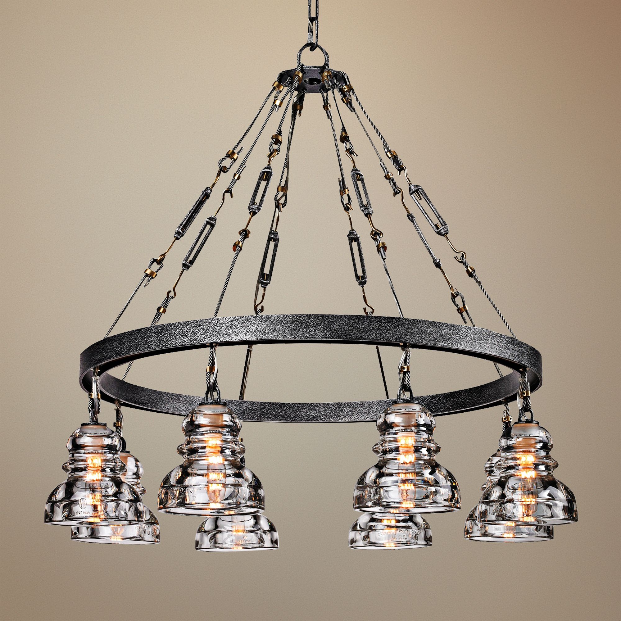 Menlo Park 32 3/4" Wide Iron and Brass Chandelier